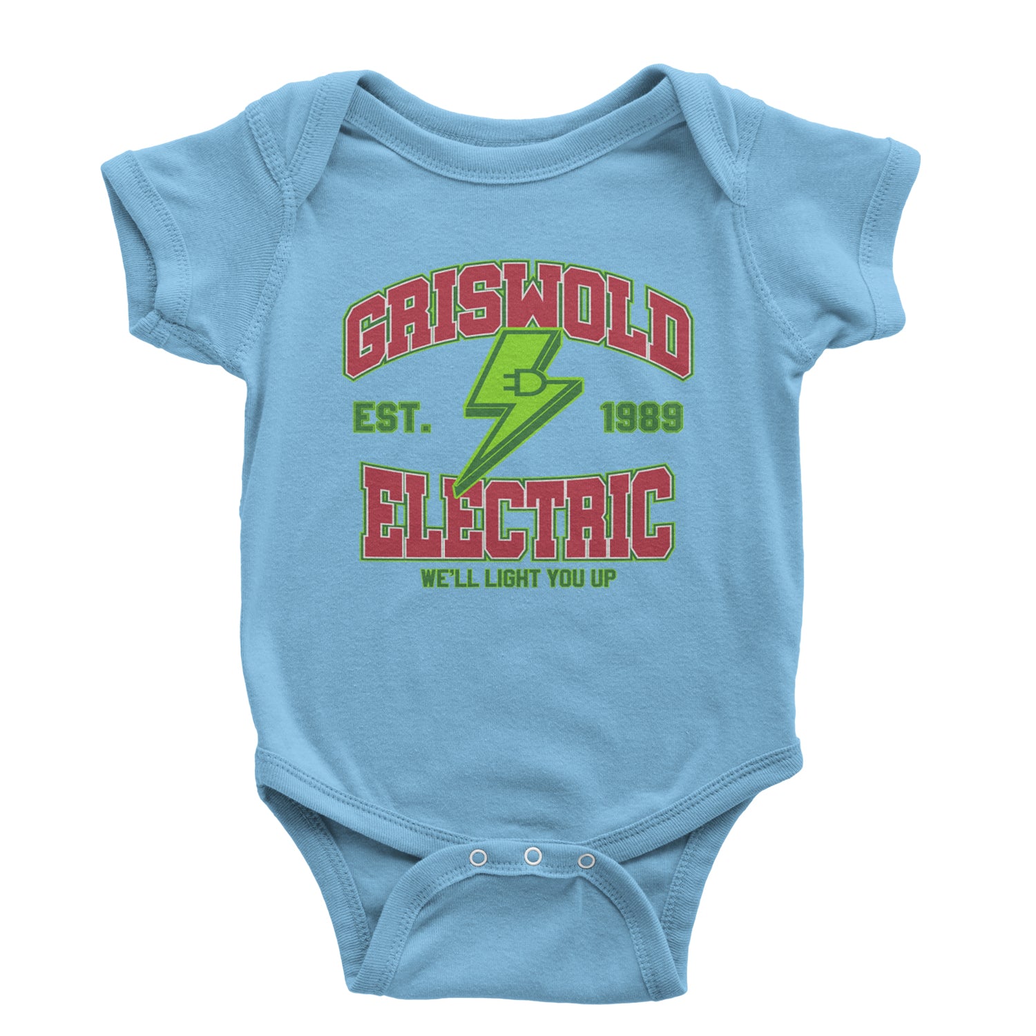 Griswold Electric We'll Light You Up Infant One-Piece Romper Bodysuit and Toddler T-shirt Light Blue