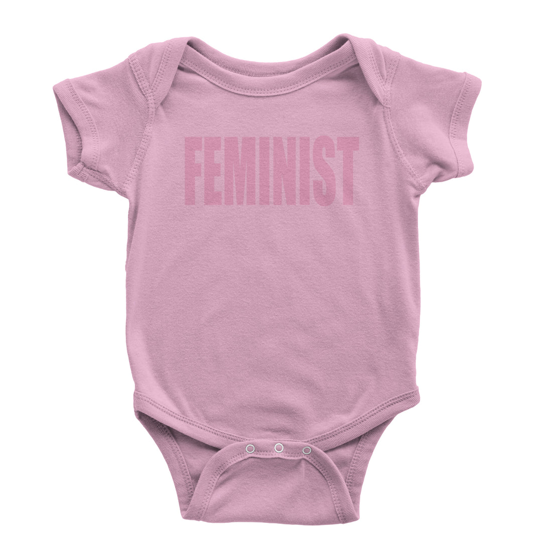 Feminist (Pink Print) Infant One-Piece Romper Bodysuit and Toddler T-shirt Light Pink