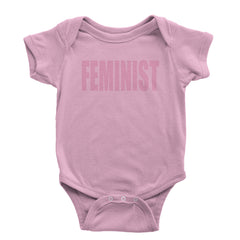 Feminist (Pink Print) Infant One-Piece Romper Bodysuit and Toddler T-shirt Light Pink