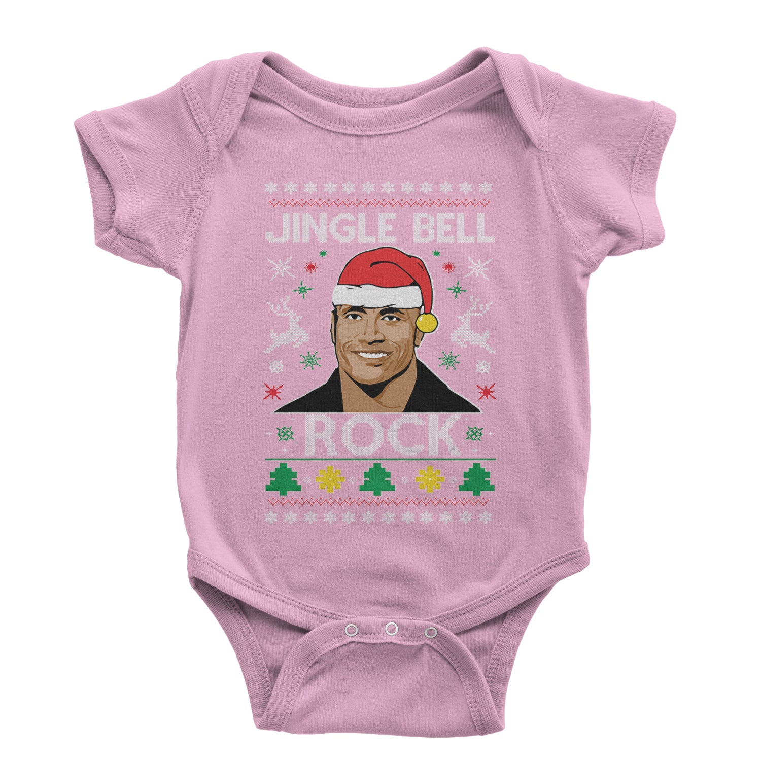 Jingle Bell Rock Ugly Christmas Infant One-Piece Romper Bodysuit and Toddler T-shirt Light Pink