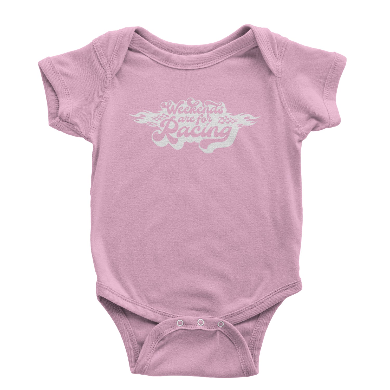 Weekends Are For Racing Infant One-Piece Romper Bodysuit and Toddler T-shirt Light Pink