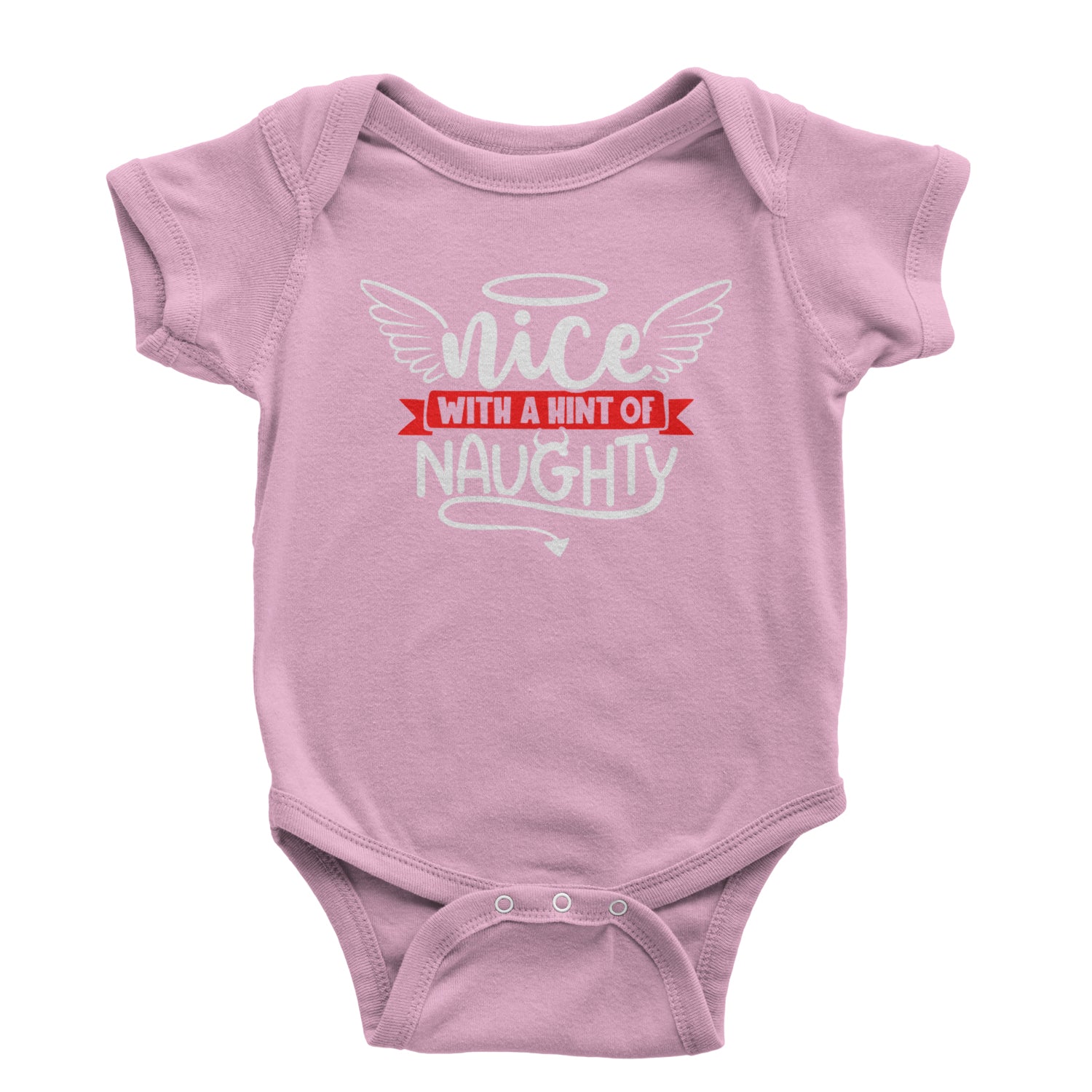 Nice with a Hint of Naughty Christmas Infant One-Piece Romper Bodysuit and Toddler T-shirt Light Pink