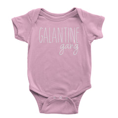Galentine Gang Valentine's Shirt graphic on Onesie and Toddler T-Shirt in Light Pink