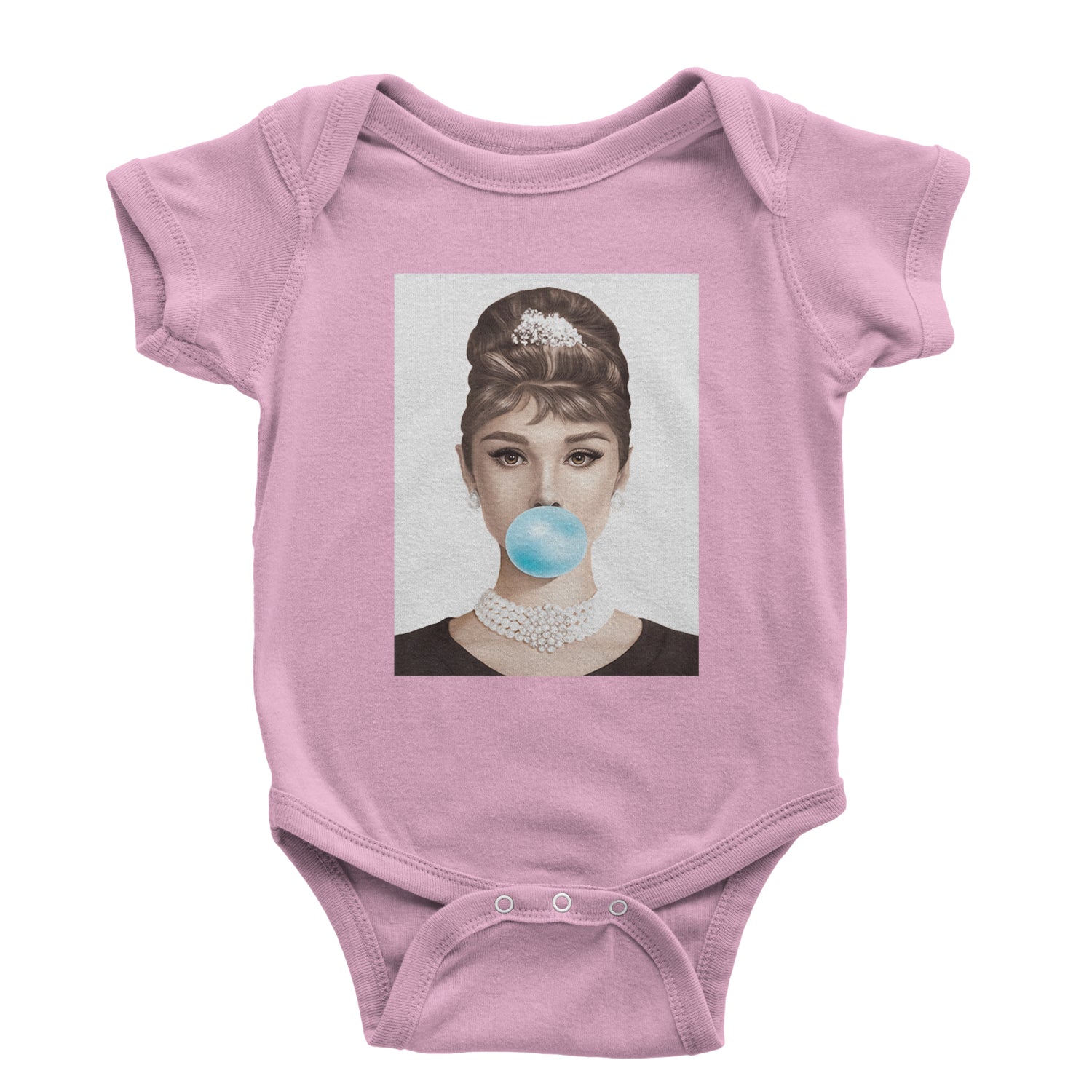 Audrey Hepburn Chewing Bubble Gum American Icon Infant One-Piece Romper Bodysuit and Toddler T-shirt Light Pink