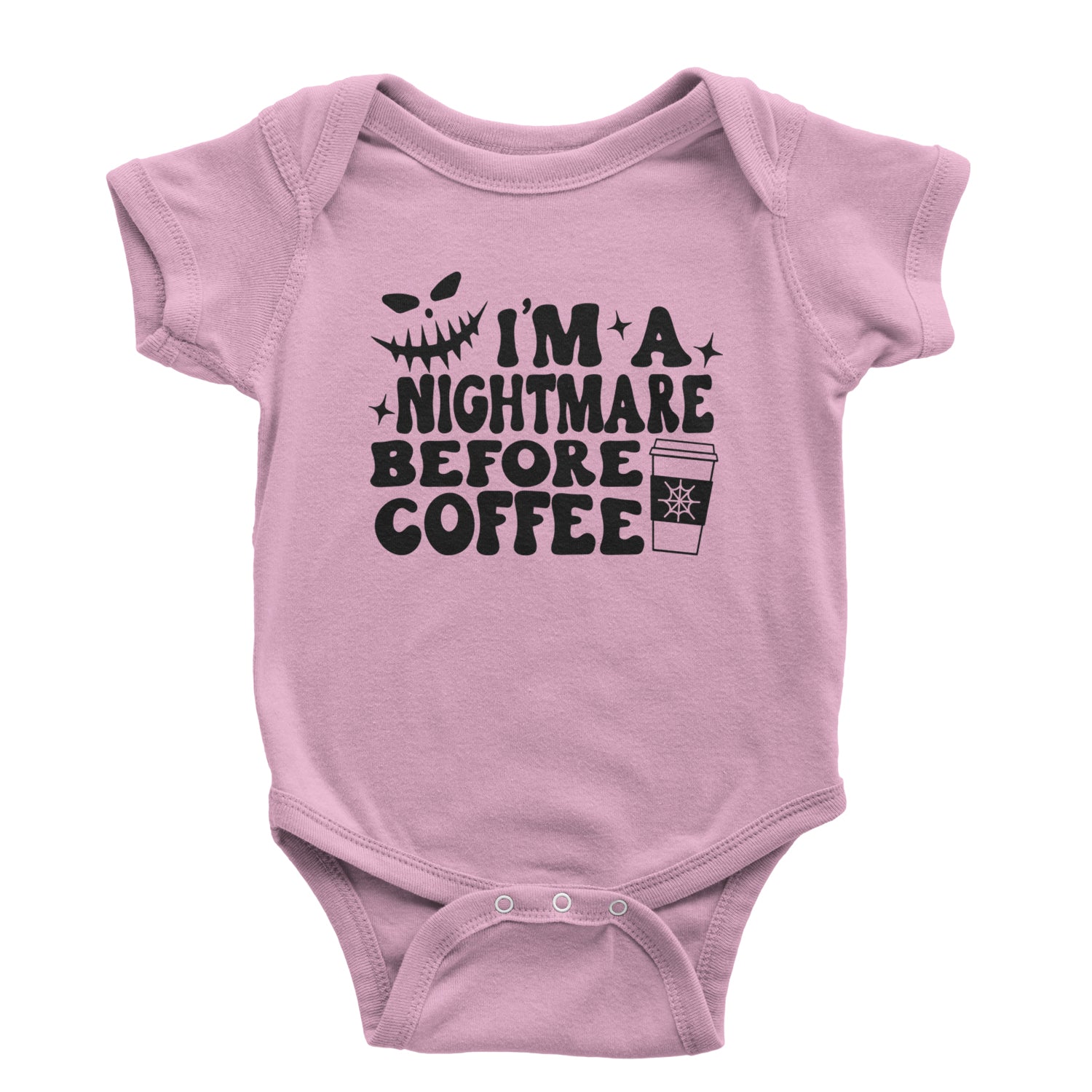 I'm A Nightmare Before Coffee Infant One-Piece Romper Bodysuit and Toddler T-shirt Light Pink