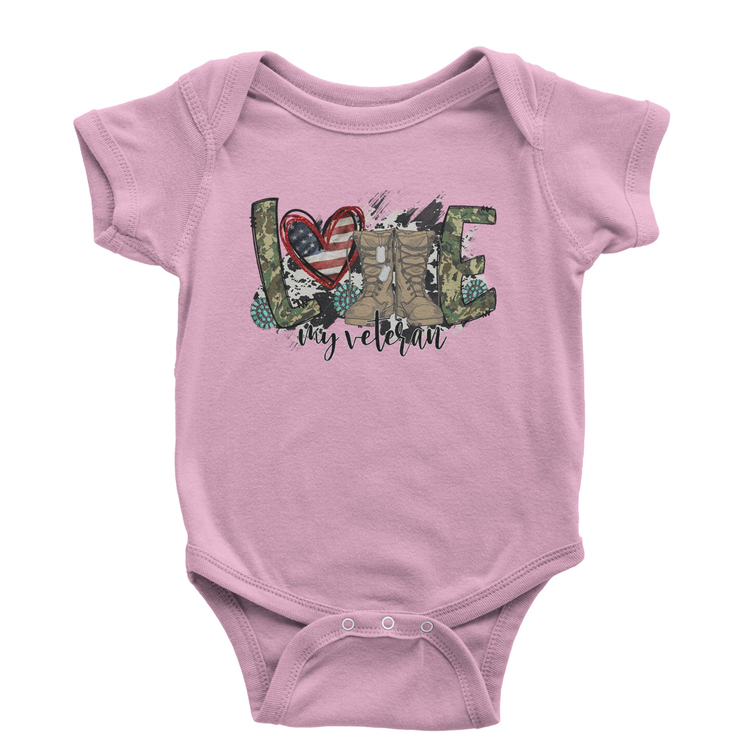 Love My Veteran Honor Veterans Day Infant One-Piece Romper Bodysuit and Toddler T-shirt Light Pink