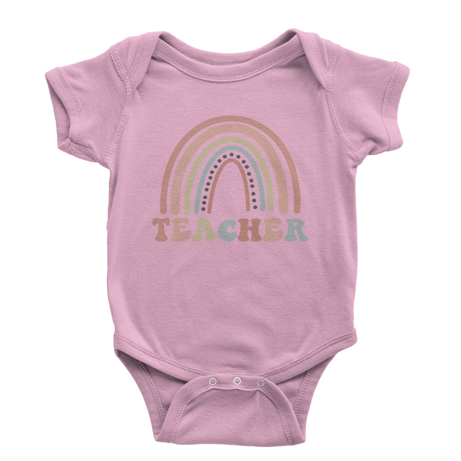 Teacher Pastel Rainbow Infant One-Piece Romper Bodysuit and Toddler T-shirt Light Pink