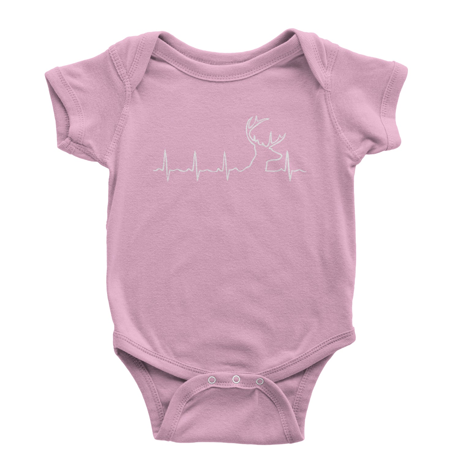 Hunting Heartbeat Deer Hunter Buck Stag Antlers  Infant One-Piece Romper Bodysuit and Toddler T-shirt Light Pink