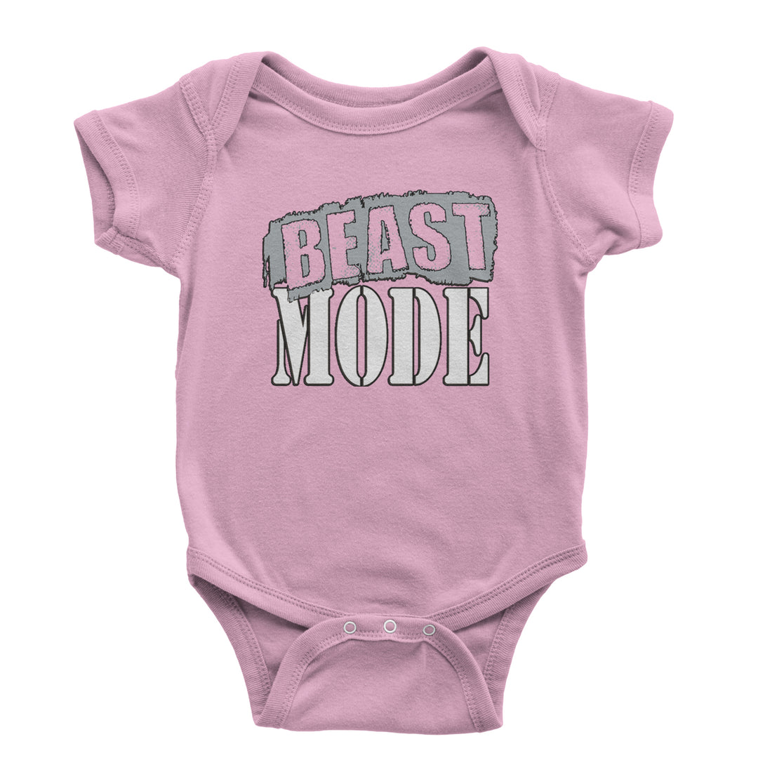 Beast Mode Training Gym Workout graphic on Onesie and Toddler T-Shirt in Light Pink