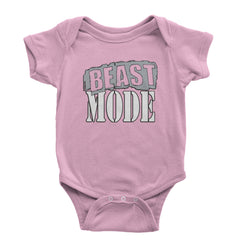 Beast Mode Training Gym Workout graphic on Onesie and Toddler T-Shirt in Light Pink