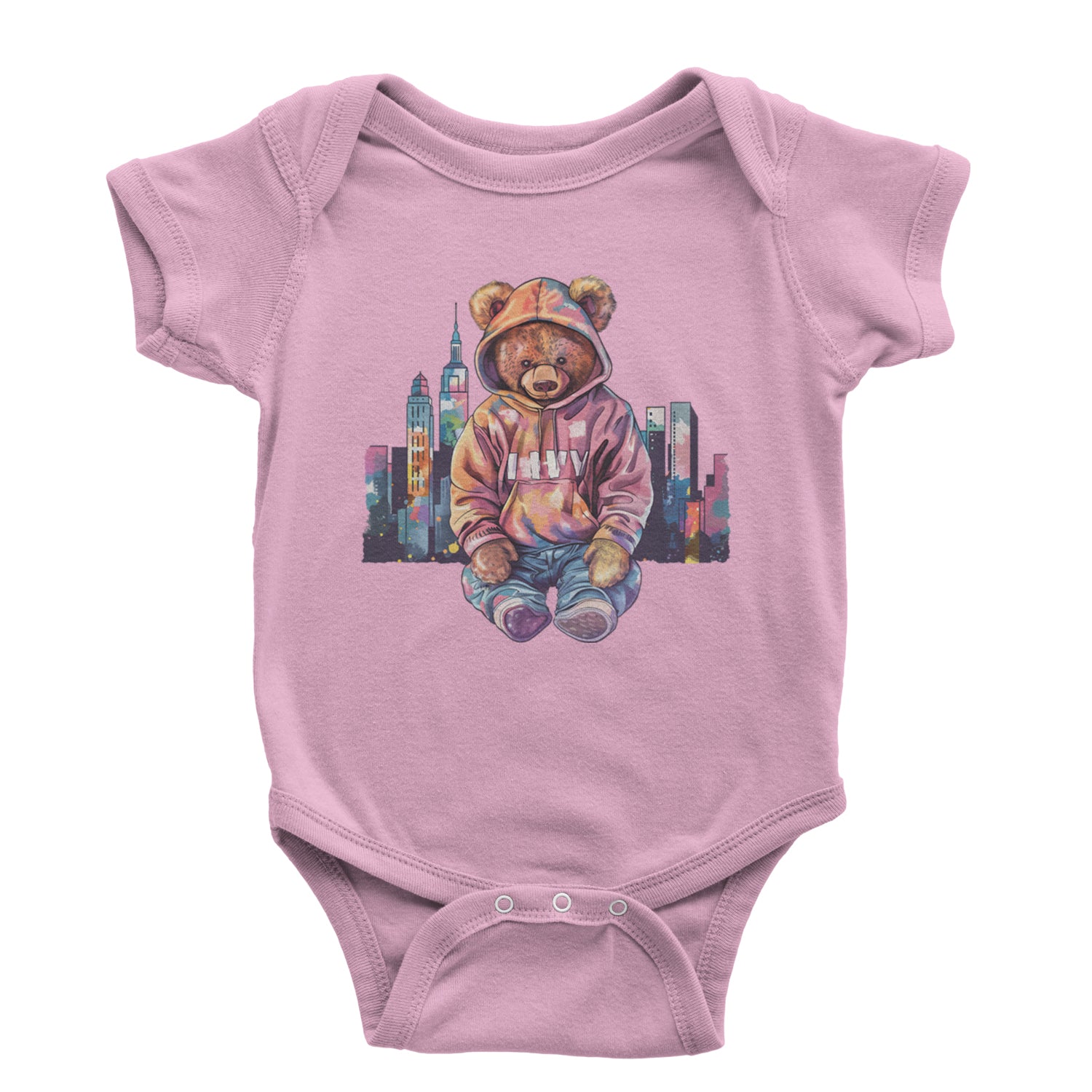 City Skyline Urban Graffiti Bear Infant One-Piece Romper Bodysuit Or Toddler T-shirt Light Pink