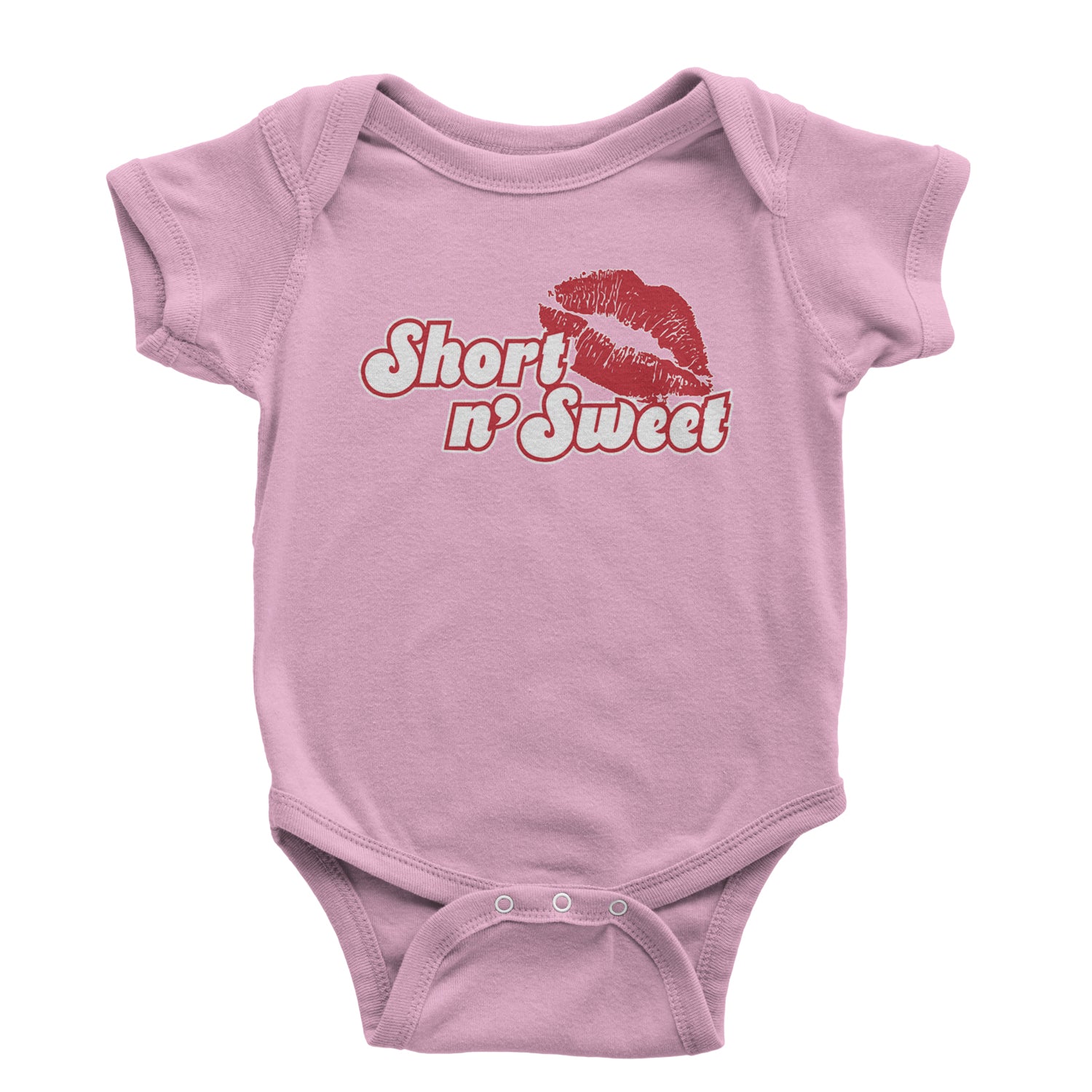 Short N' Sweet Red Lips Infant One-Piece Romper Bodysuit and Toddler T-shirt Light Pink