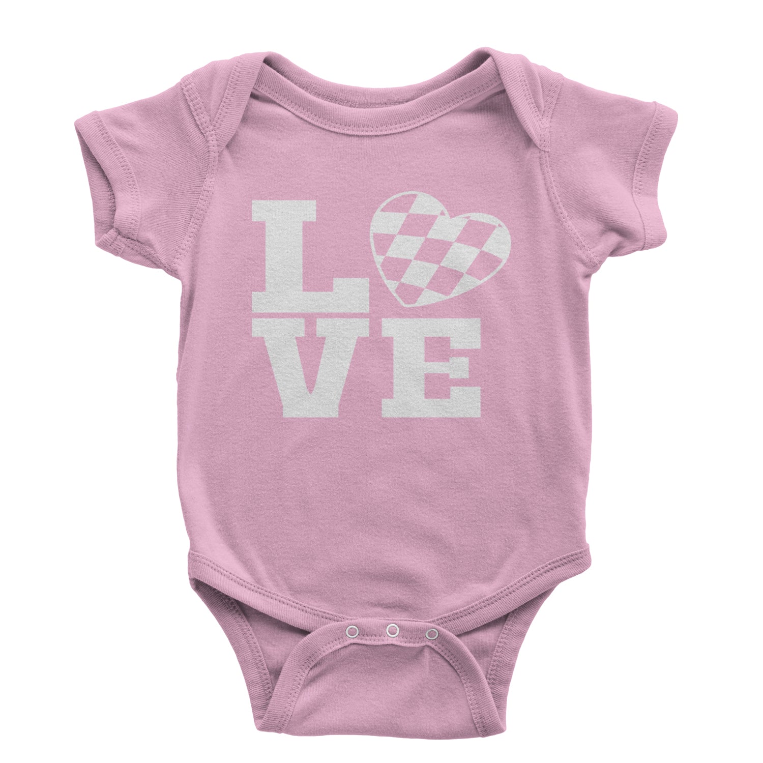 Love Racing Checkered Flag Heart Infant One-Piece Romper Bodysuit and Toddler T-shirt Light Pink