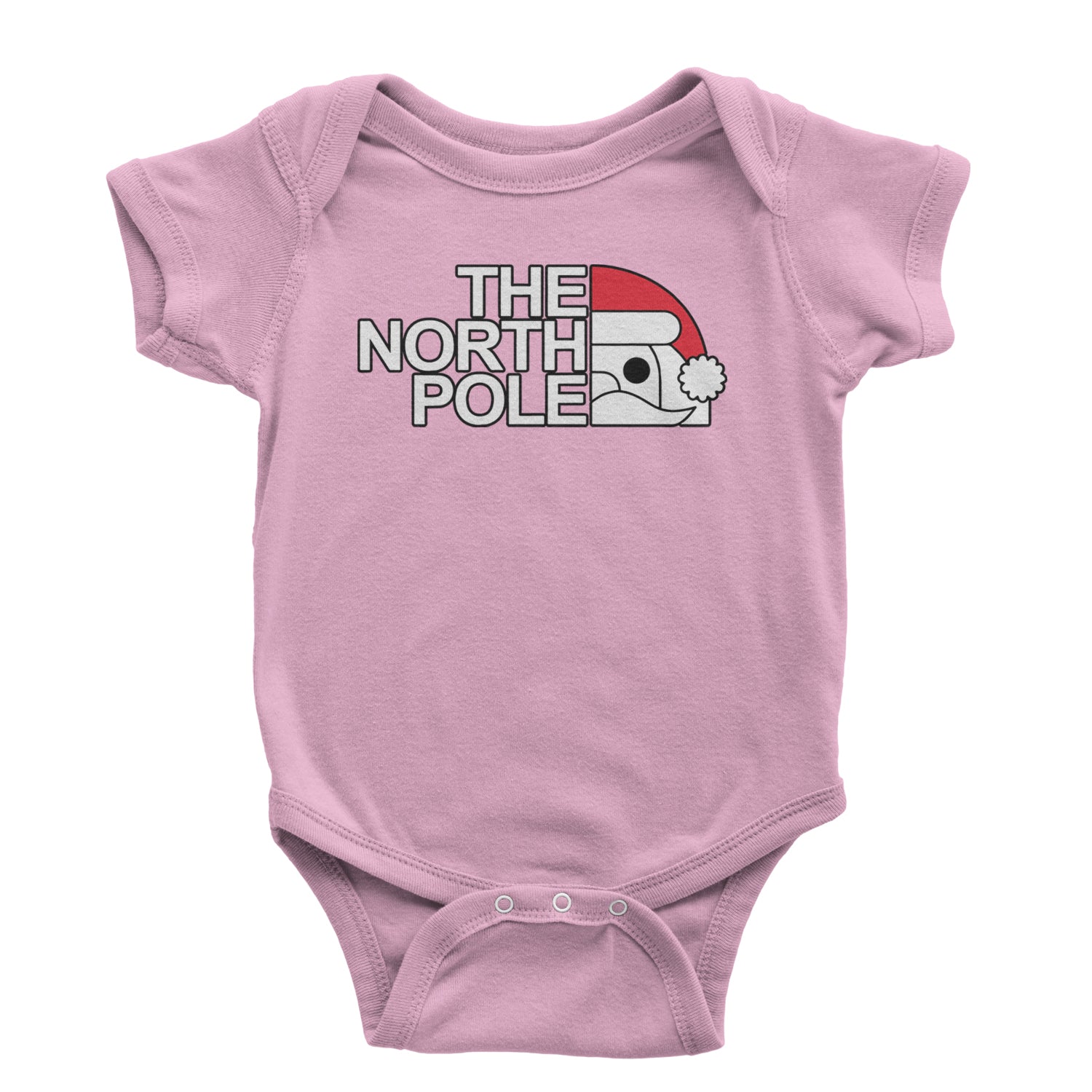 The North Pole Santa Face Infant One-Piece Romper Bodysuit and Toddler T-shirt Light Pink