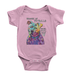 Beware Of Pit Bulls, They Will Steal Your Heart  Infant One-Piece Romper Bodysuit and Toddler T-shirt Light Pink