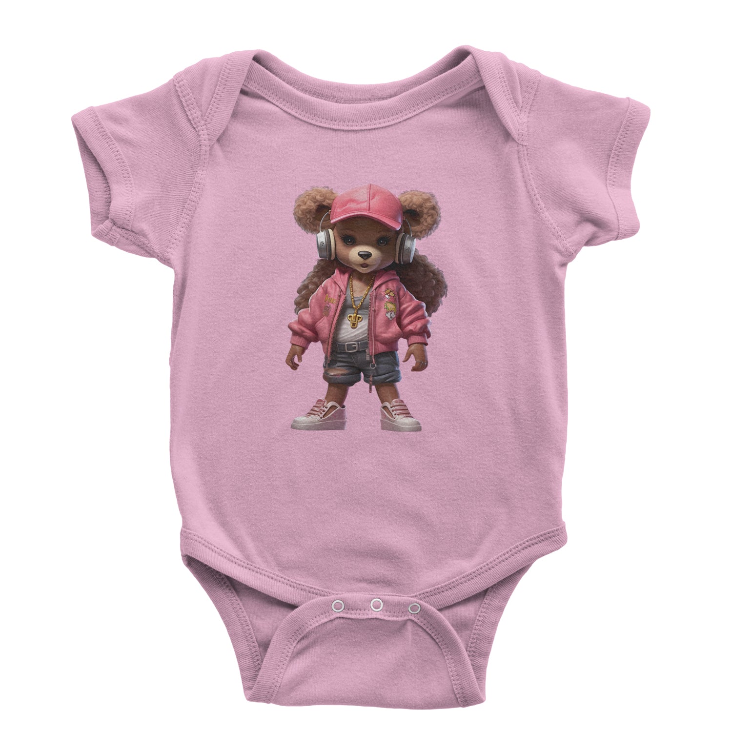 Pink Female Urban Graffiti Bear Infant One-Piece Romper Bodysuit Or Toddler T-shirt Light Pink