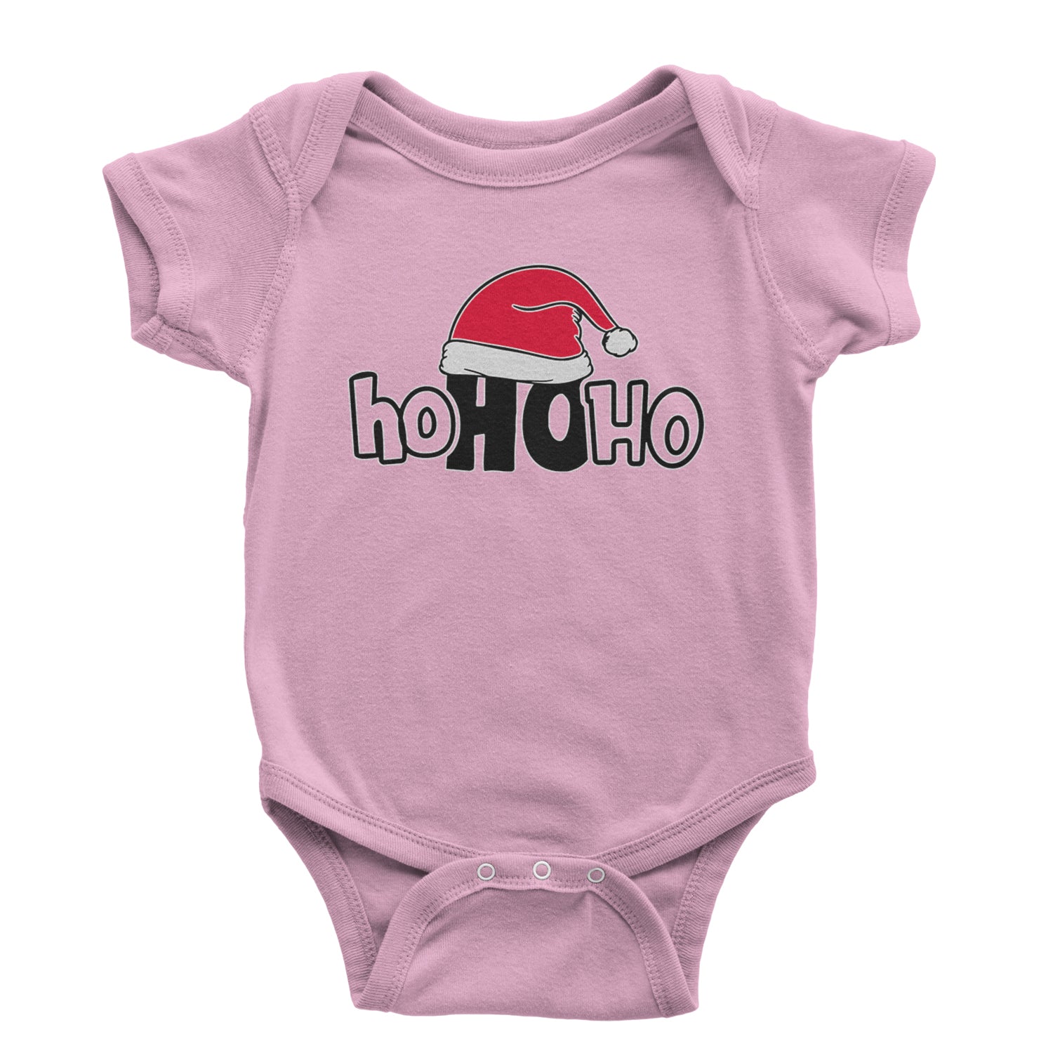 Ho Ho Ho Santa Christmas Hat Infant One-Piece Romper Bodysuit and Toddler T-shirt Light Pink