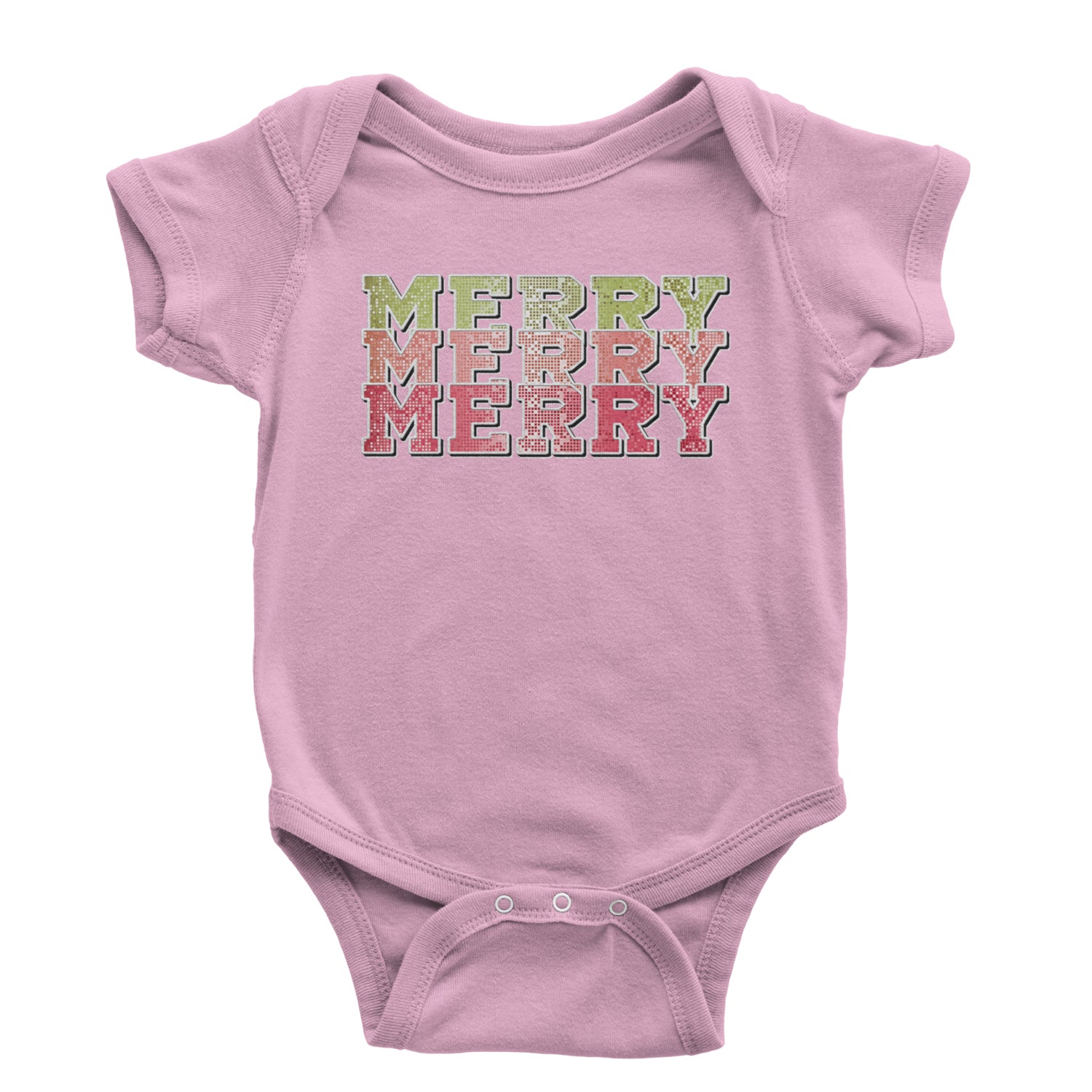 Merry Merry Merry Faux Sequins Infant One-Piece Romper Bodysuit and Toddler T-shirt Light Pink