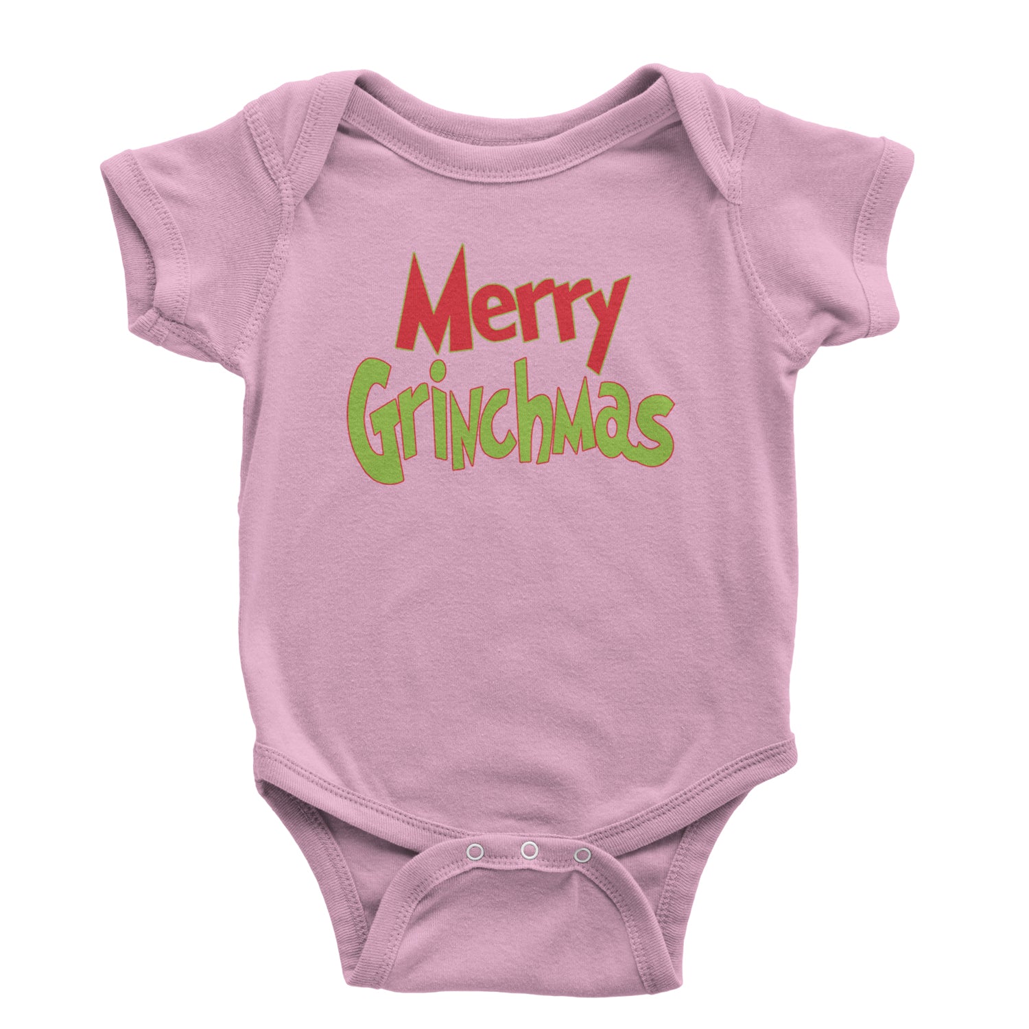 Merry Grinchmas Jolly Merry Christmas Infant One-Piece Romper Bodysuit and Toddler T-shirt Light Pink