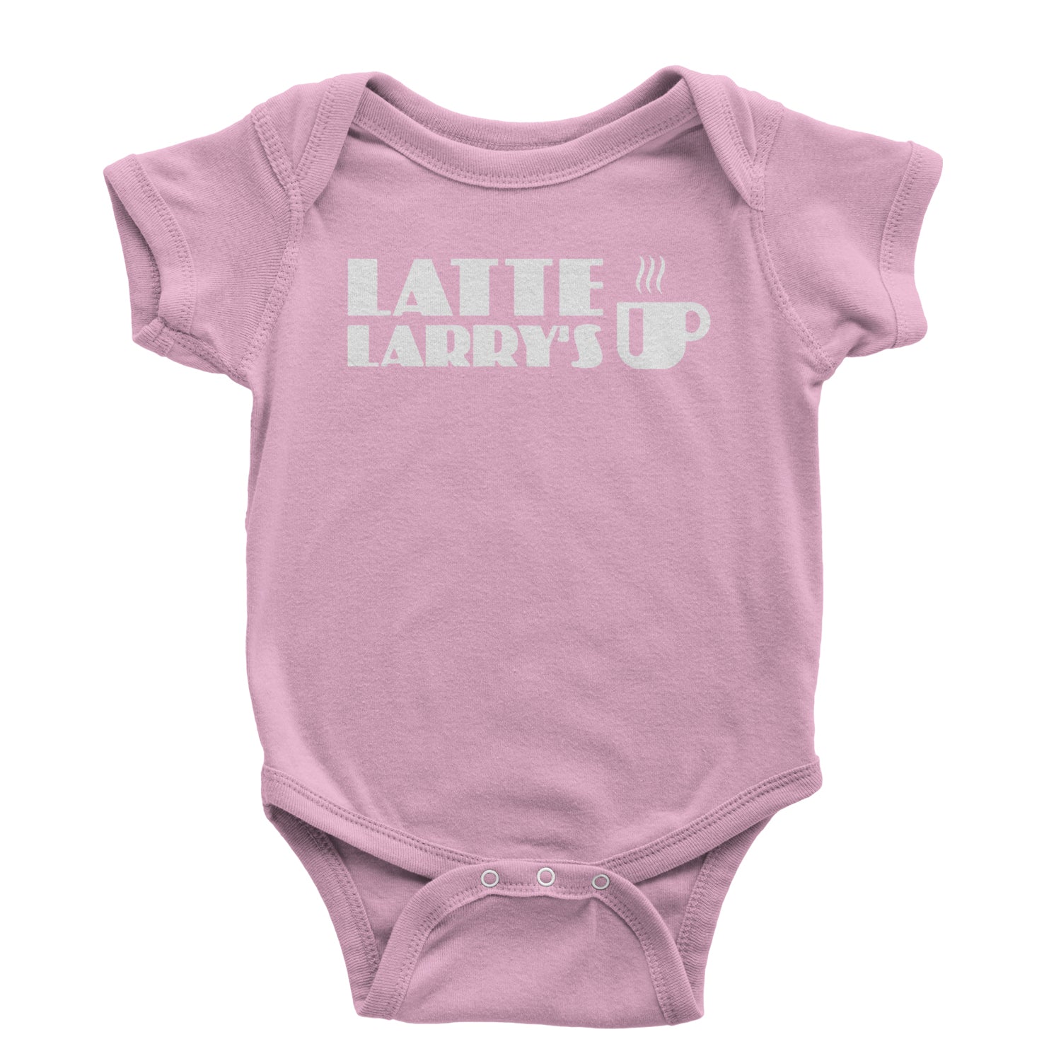 Latte Larry's Enthusiastic Coffee Infant One-Piece Romper Bodysuit and Toddler T-shirt Light Pink