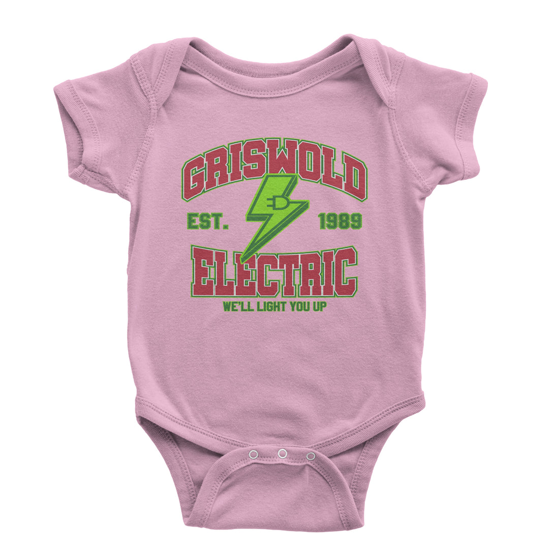 Griswold Electric We'll Light You Up Infant One-Piece Romper Bodysuit and Toddler T-shirt Light Pink