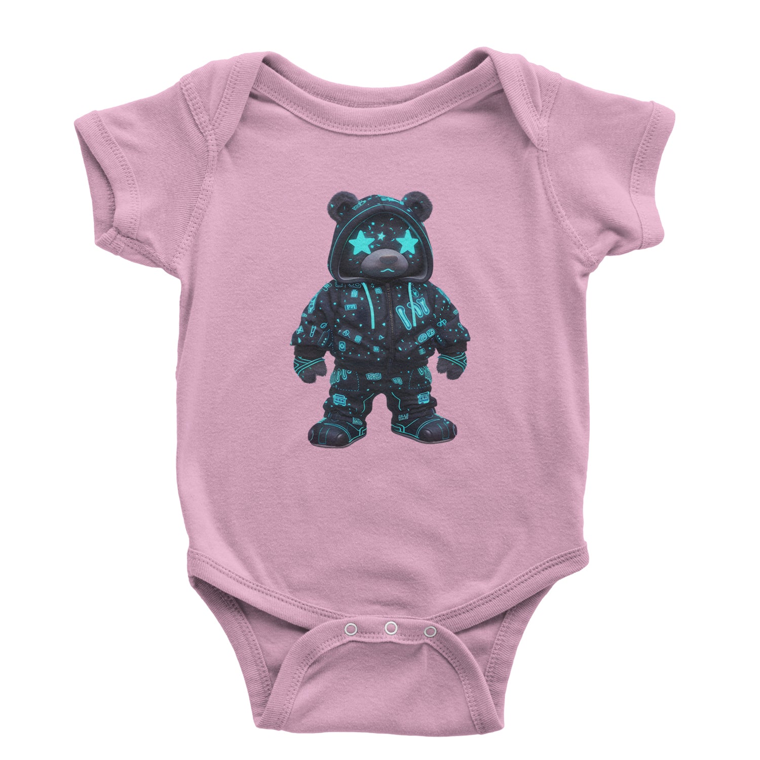 Starry Eyed Vaporwave Urban Graffiti Bear Infant One-Piece Romper Bodysuit Or Toddler T-shirt Light Pink