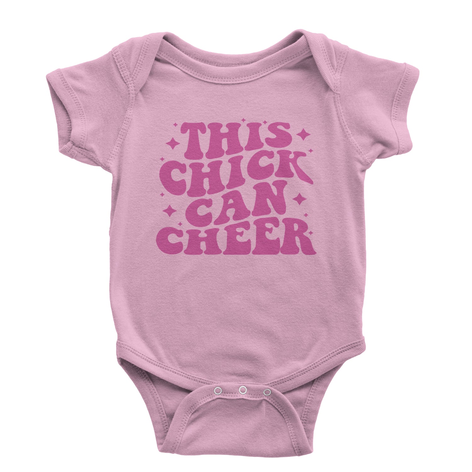 This Chick Can Cheer Infant One-Piece Romper Bodysuit and Toddler T-shirt Light Pink