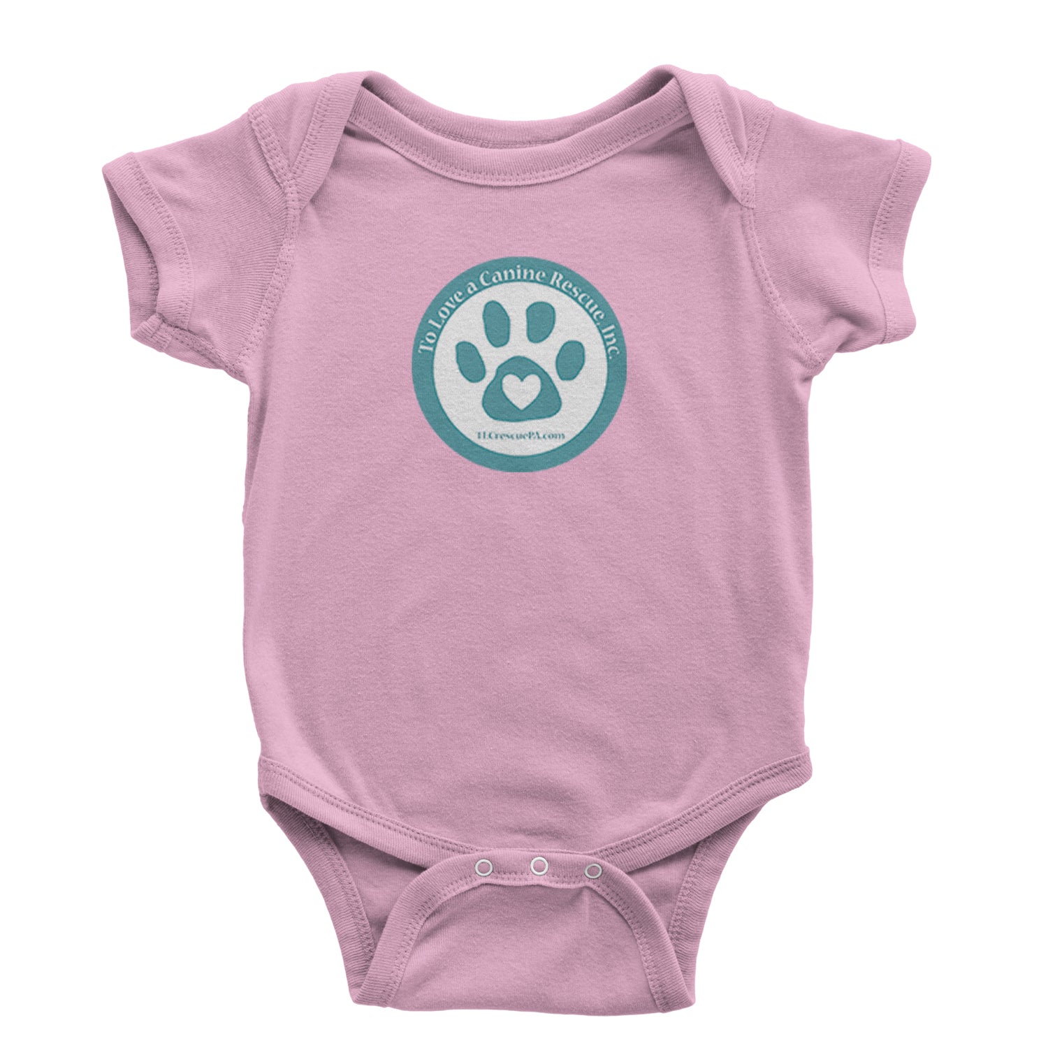 TLC To Love a Canine Dog Rescue Teal Infant One-Piece Romper Bodysuit and Toddler T-shirt Light Pink