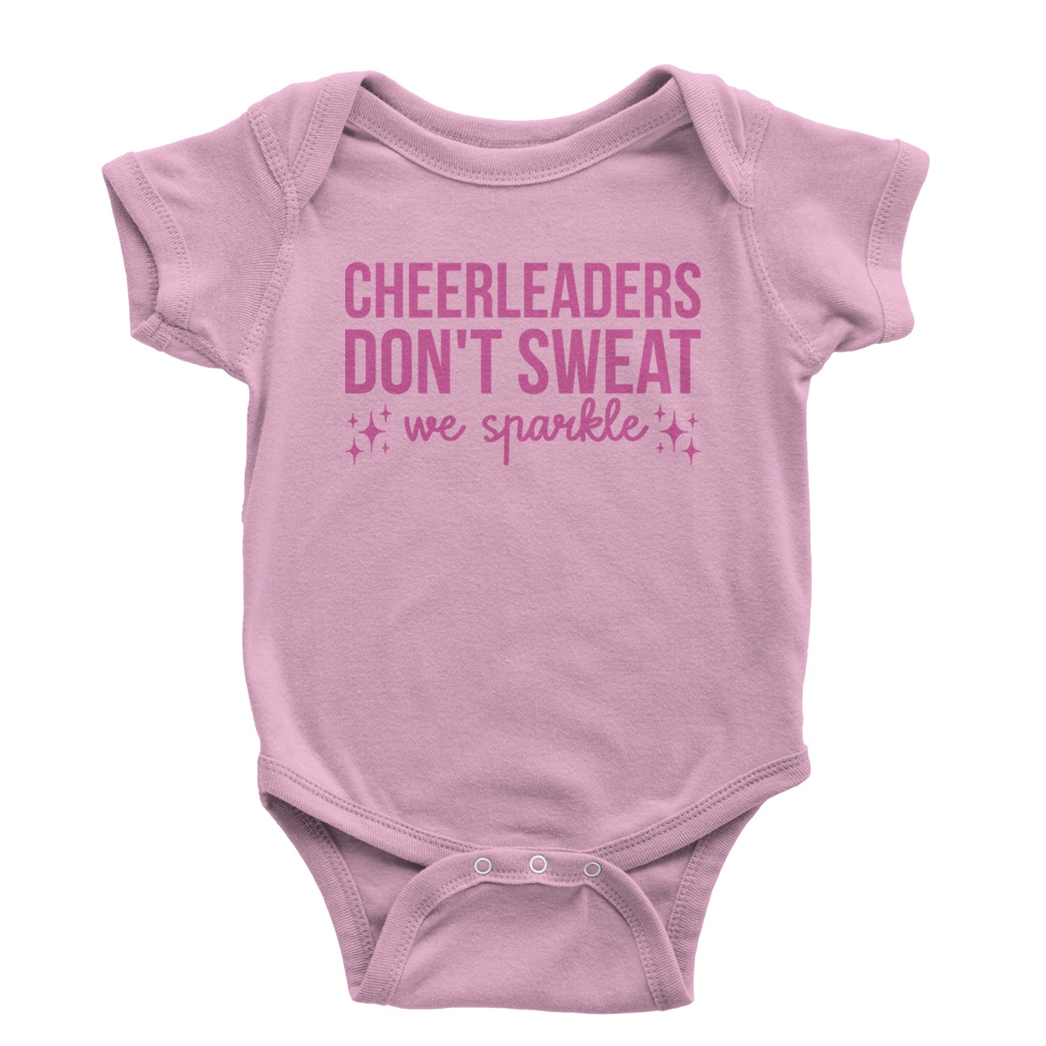 Cheerleaders Don't Sweat, We Sparkle Infant One-Piece Romper Bodysuit and Toddler T-shirt Light Pink