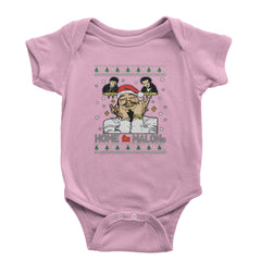 Home Malone Ugly Christmas graphic on Onesie and Toddler T-Shirt in Light Pink