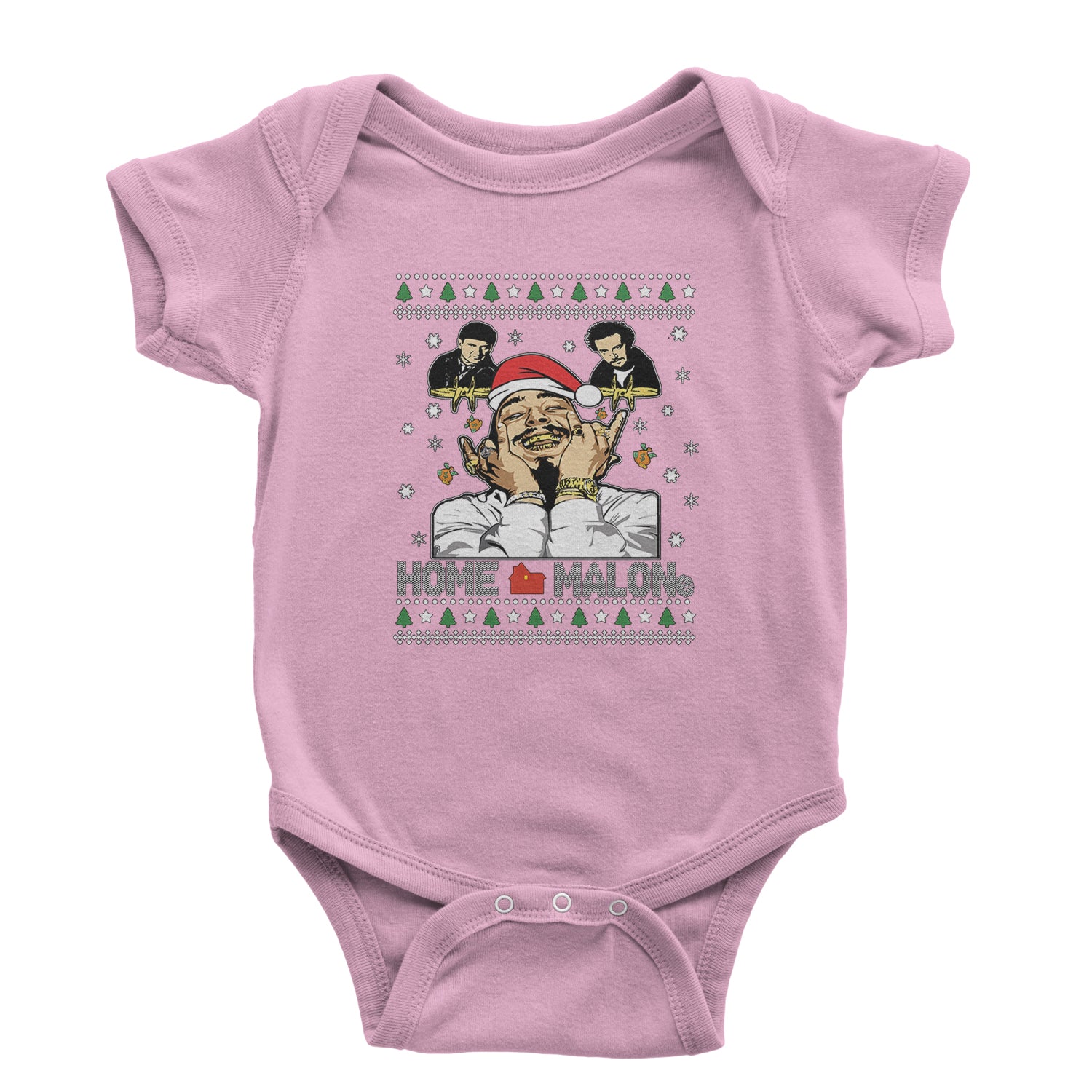 Home Malone Ugly Christmas Infant One-Piece Romper Bodysuit and Toddler T-shirt Light Pink