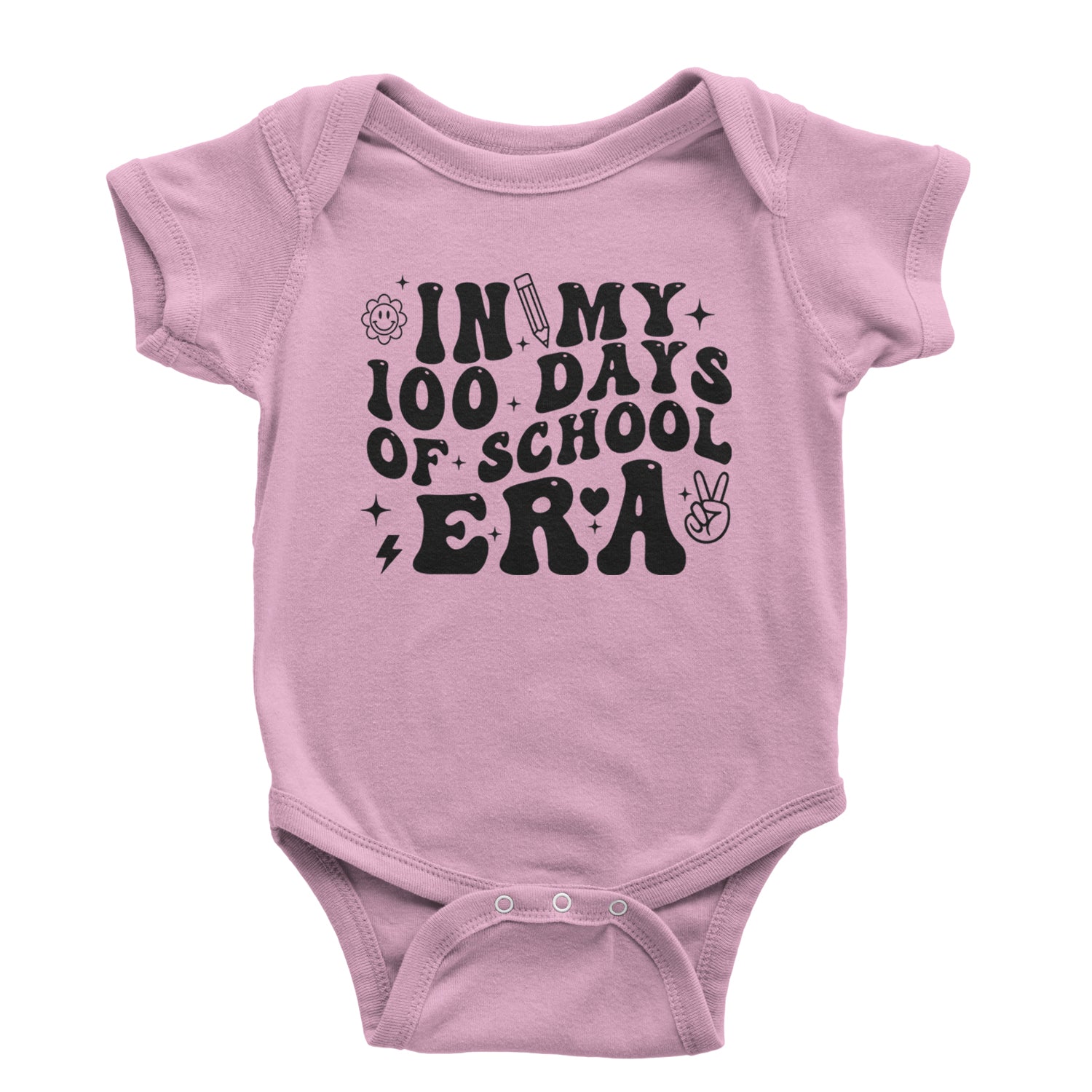 In My 100 Days Of School Era Infant One-Piece Romper Bodysuit and Toddler T-shirt Light Pink