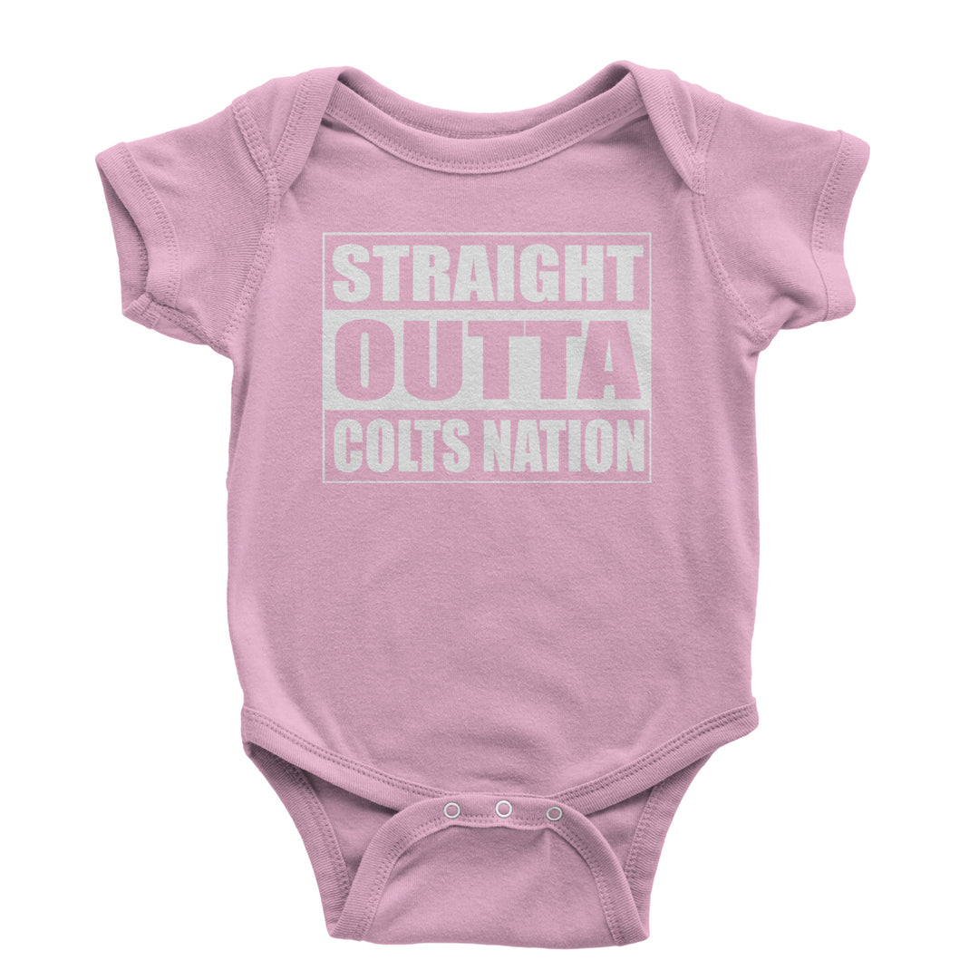 Straight Outta Colts Nation Football  Infant One-Piece Romper Bodysuit and Toddler T-shirt Light Pink