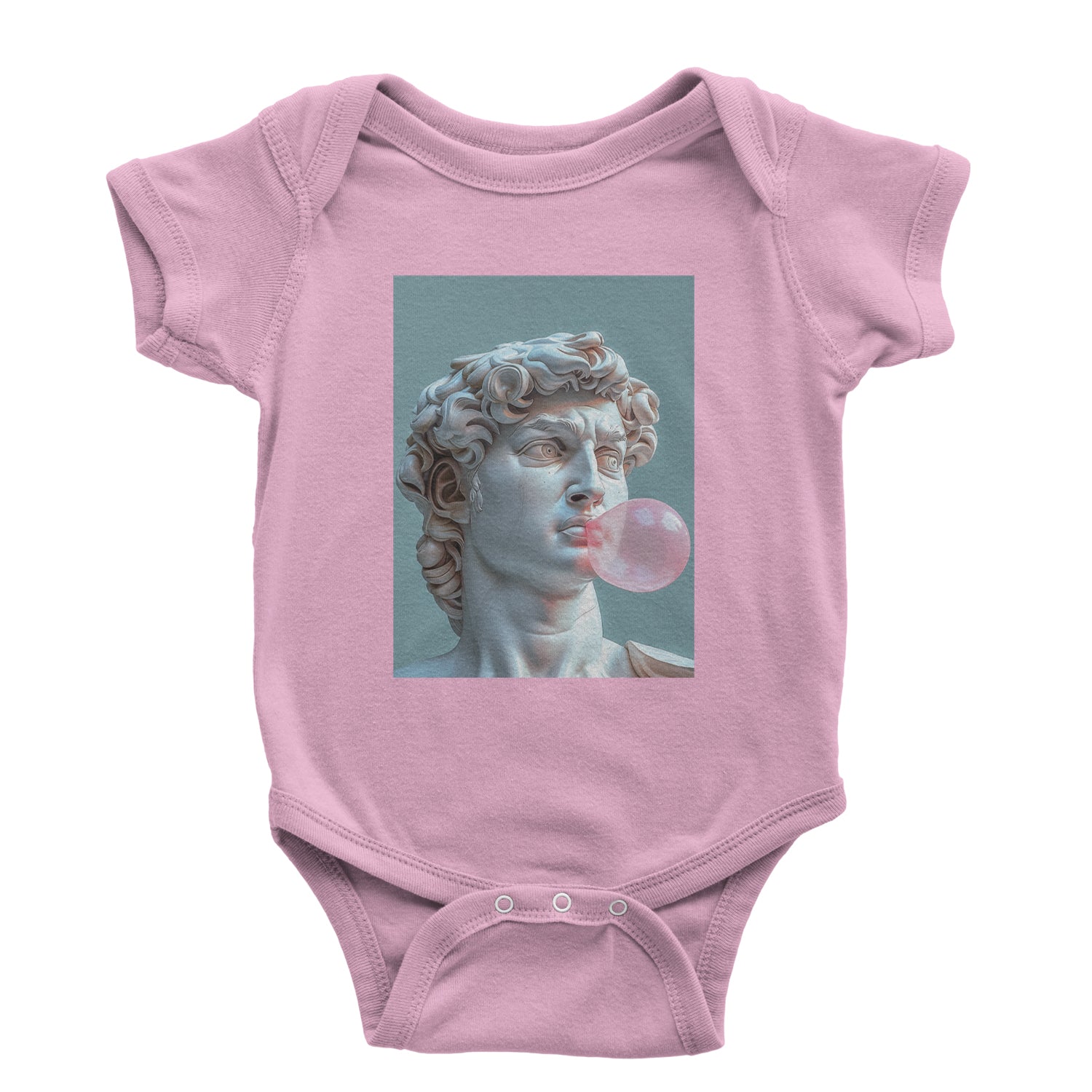 Michelangelo's David with Bubble Gum Contemporary Statue Art Infant One-Piece Romper Bodysuit and Toddler T-shirt Light Pink