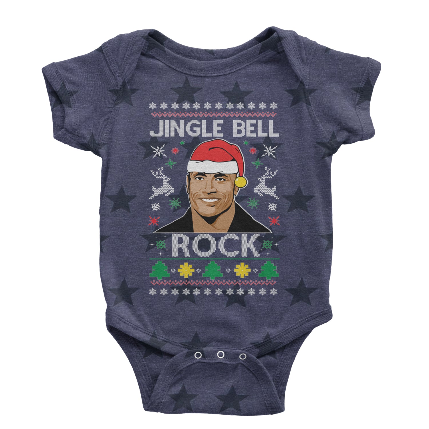 Jingle Bell Rock Ugly Christmas Infant One-Piece Romper Bodysuit and Toddler T-shirt Navy Blue STAR