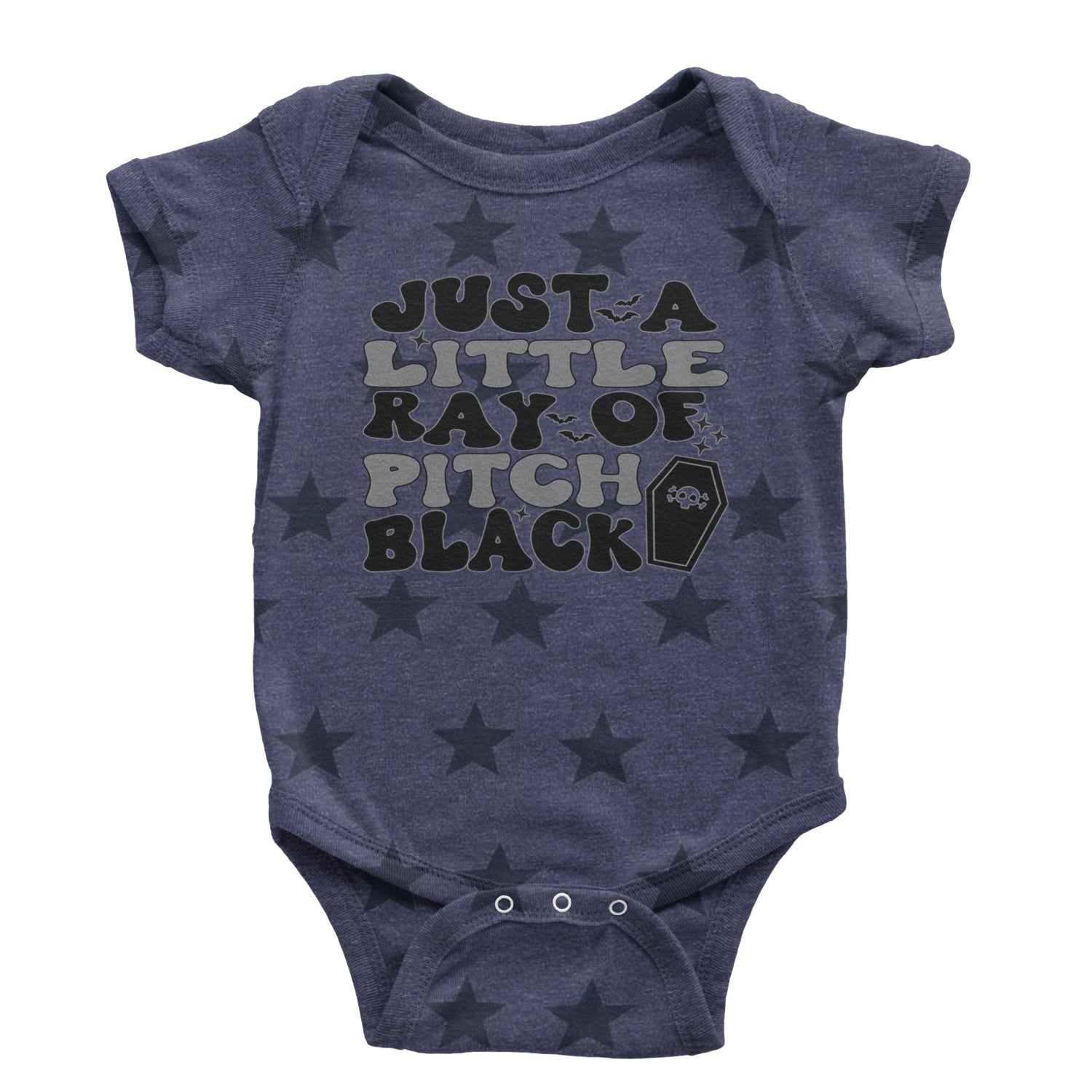 Just A Little Ray of Pitch Black Infant One-Piece Romper Bodysuit and Toddler T-shirt Navy Blue STAR