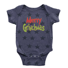Merry Grinchmas Jolly Merry Christmas Infant One-Piece Romper Bodysuit and Toddler T-shirt Navy Blue STAR