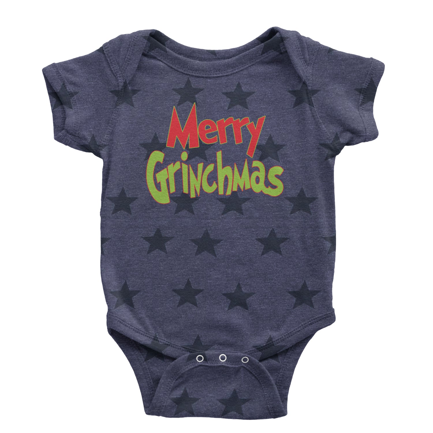 Merry Grinchmas Jolly Merry Christmas Infant One-Piece Romper Bodysuit and Toddler T-shirt Navy Blue STAR