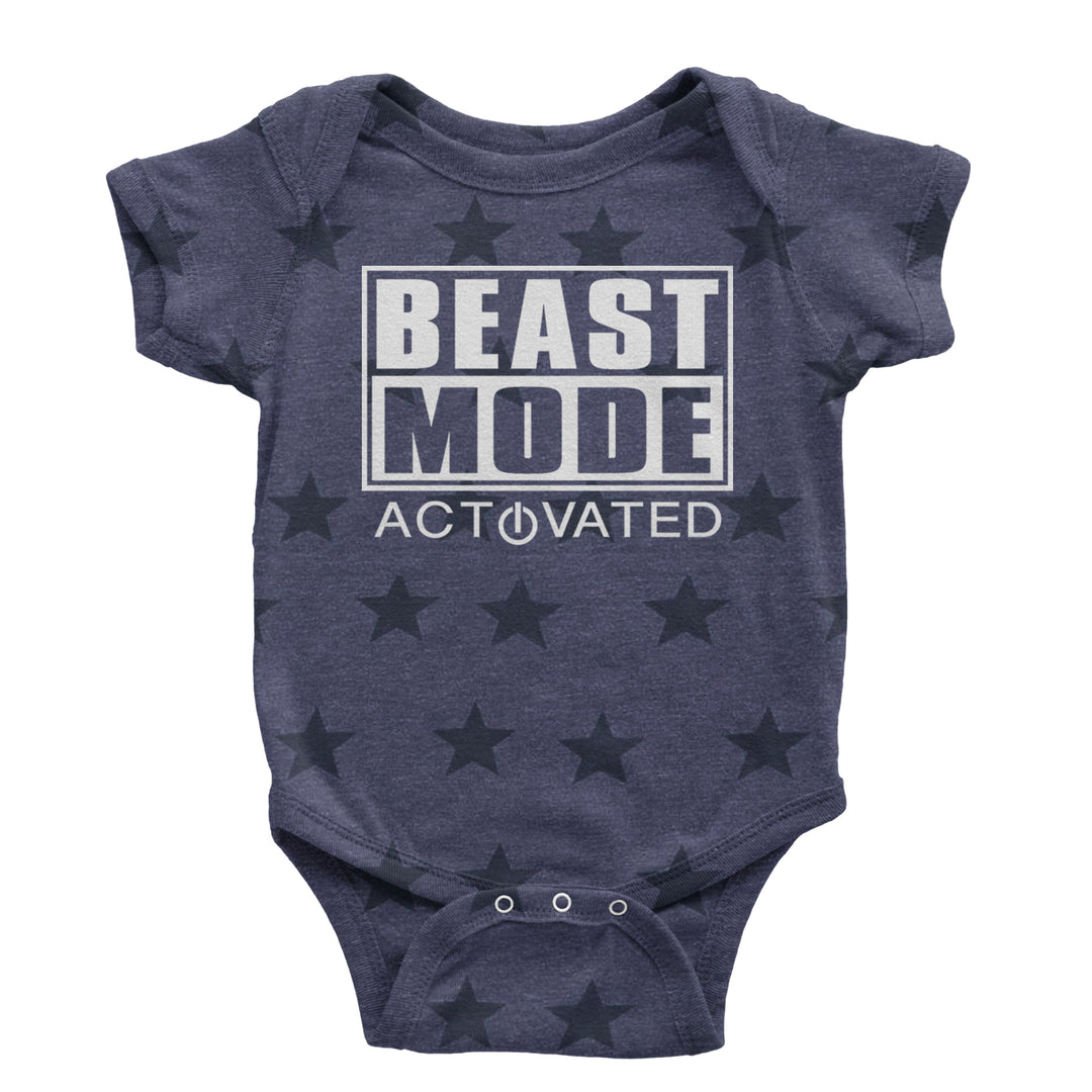 Activated Beast Mode Workout Gym Clothing Infant One-Piece Romper Bodysuit and Toddler T-shirt Navy Blue STAR