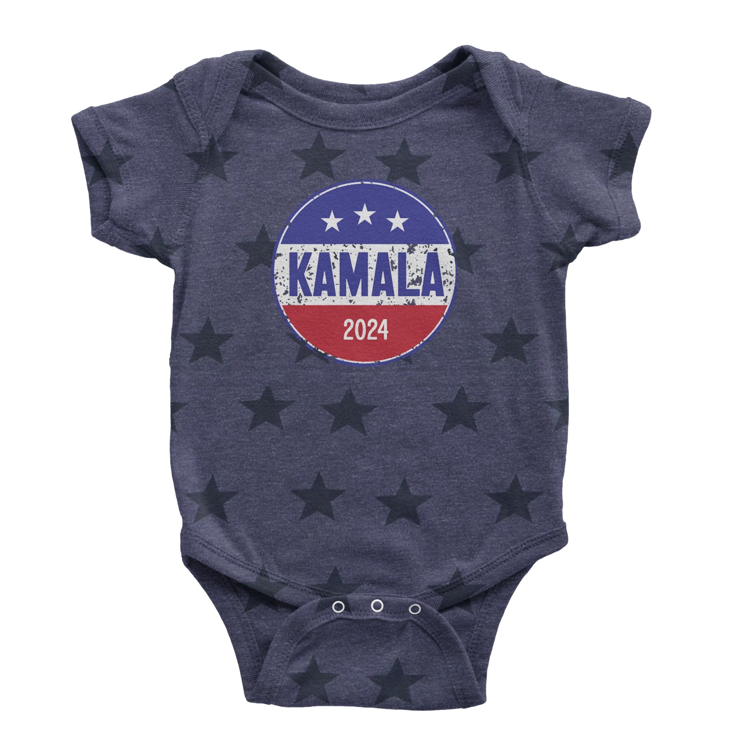 Kamala Badge 2024 - Kamala Harris For President 2024 Infant One-Piece Romper Bodysuit and Toddler T-shirt Navy Blue STAR