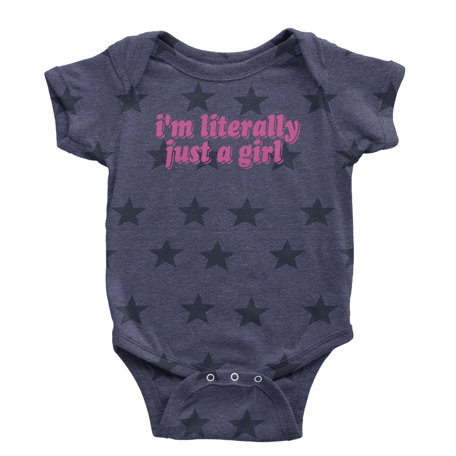 I'm Literally Just A Girl Infant One-Piece Romper Bodysuit and Toddler T-shirt Navy Blue STAR