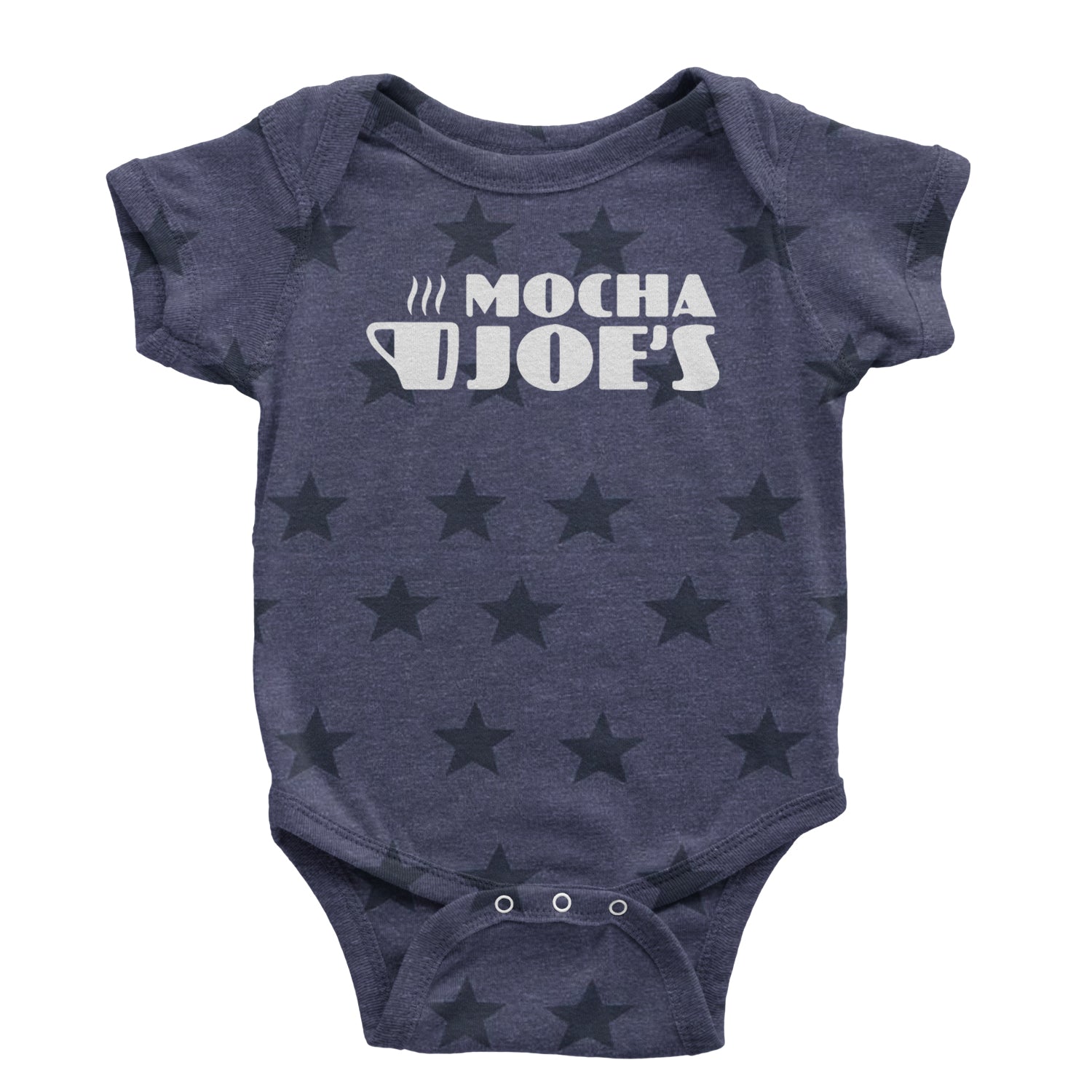 Mocha Joe's Enthusiastic Coffee Infant One-Piece Romper Bodysuit and Toddler T-shirt Navy Blue STAR