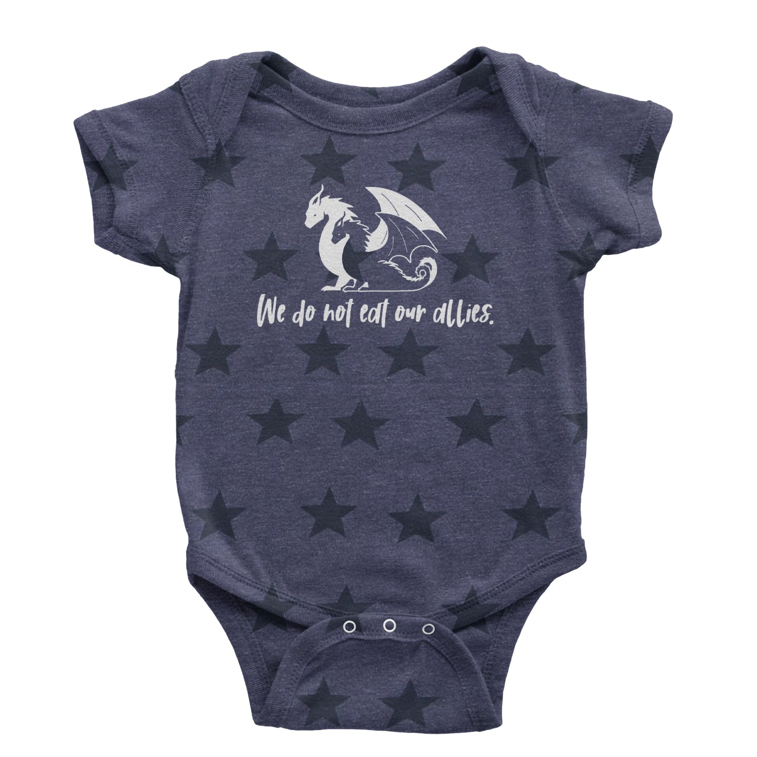 We Do Not Eat Our Allies Fourth Wing Basgiath Infant One-Piece Romper Bodysuit Or Toddler T-shirt Navy Blue STAR