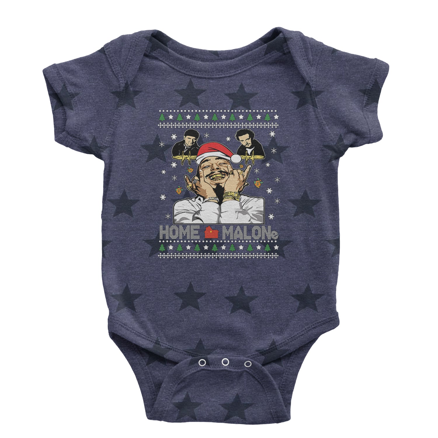 Home Malone Ugly Christmas Infant One-Piece Romper Bodysuit and Toddler T-shirt Navy Blue STAR