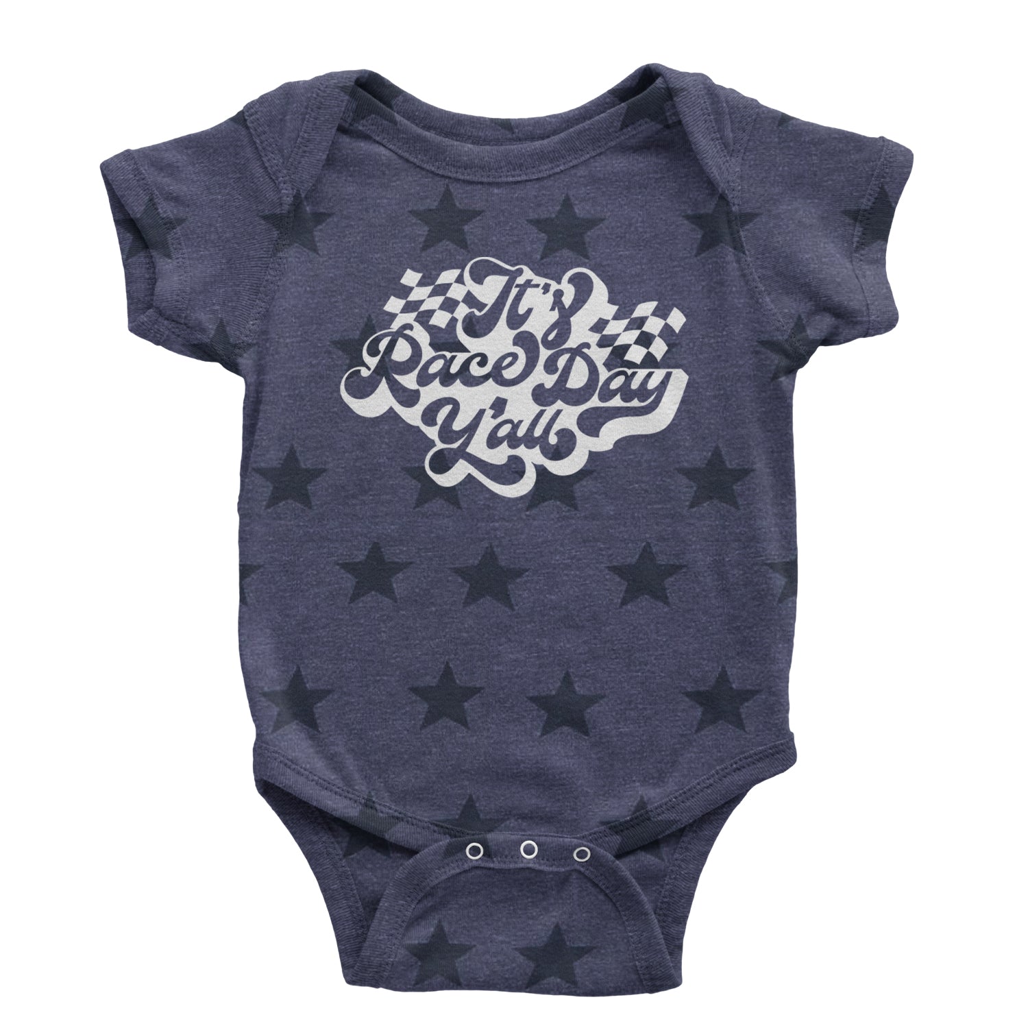 It's Race Day, Y'all Infant One-Piece Romper Bodysuit and Toddler T-shirt Navy Blue STAR