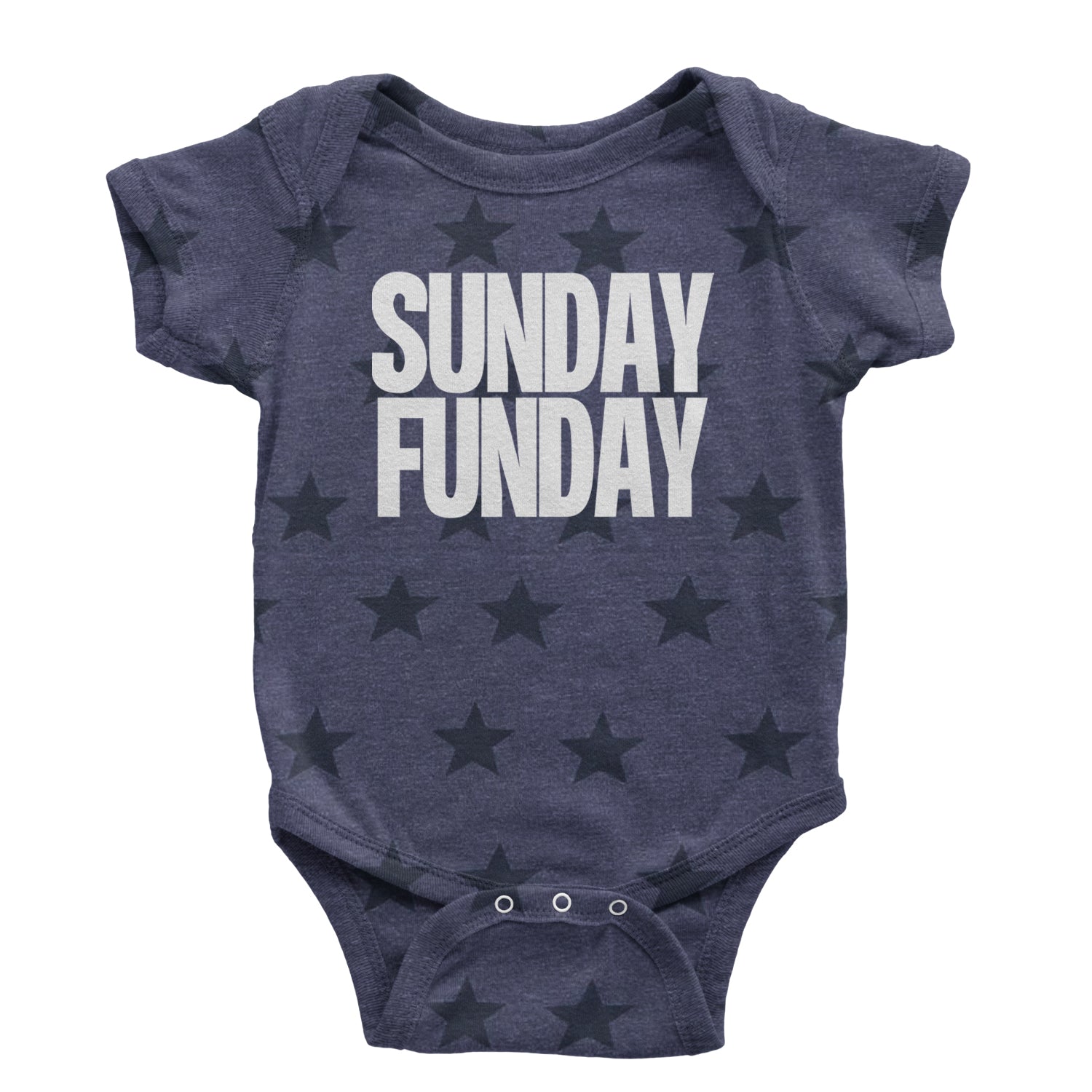 Sunday Funday  Infant One-Piece Romper Bodysuit and Toddler T-shirt Navy Blue STAR