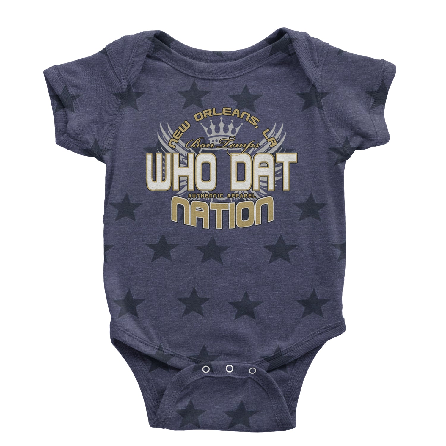 Who Dat Nation New Orleans (Color) Infant One-Piece Romper Bodysuit and Toddler T-shirt Navy Blue STAR