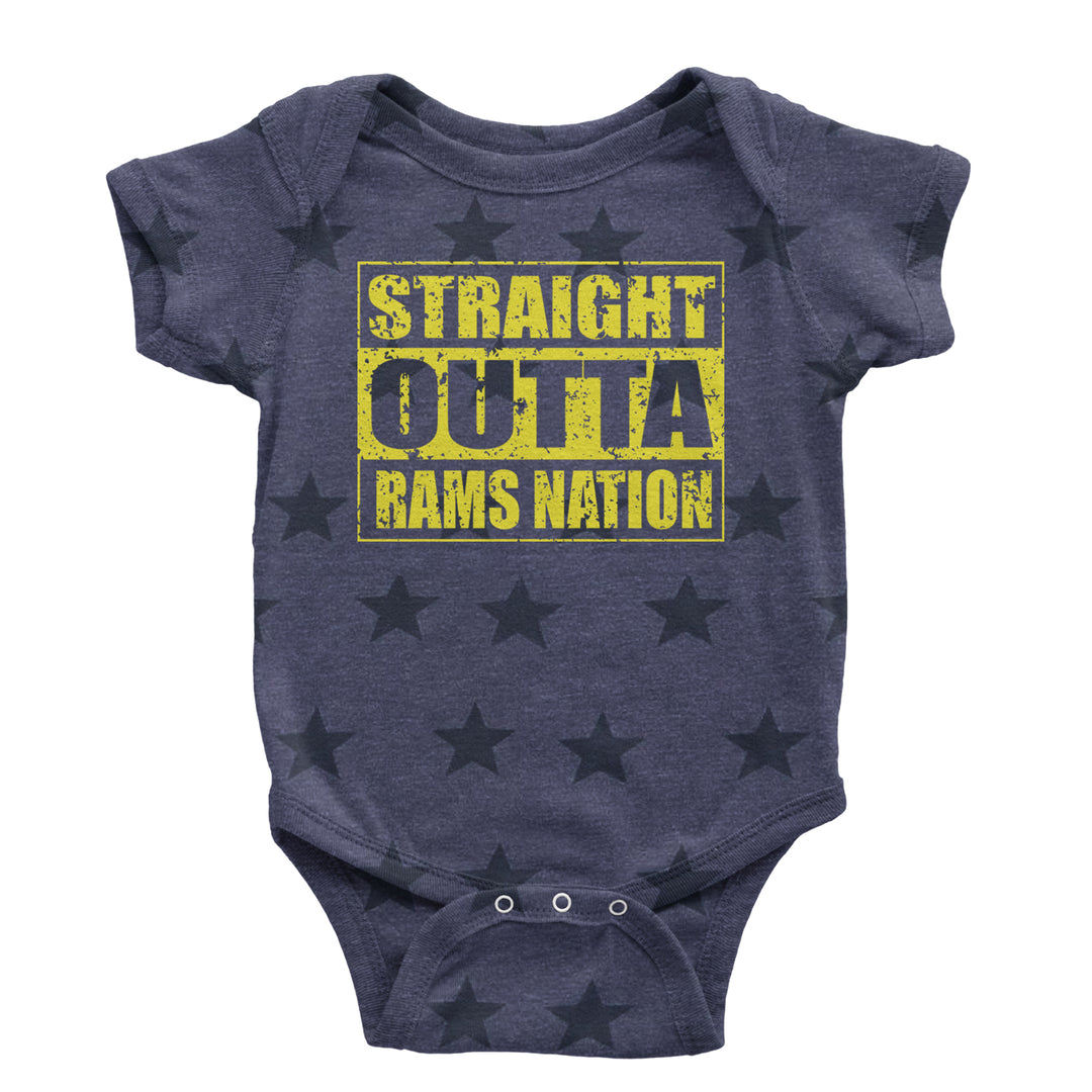 Straight Outta Rams Nation   Infant One-Piece Romper Bodysuit and Toddler T-shirt Navy Blue STAR