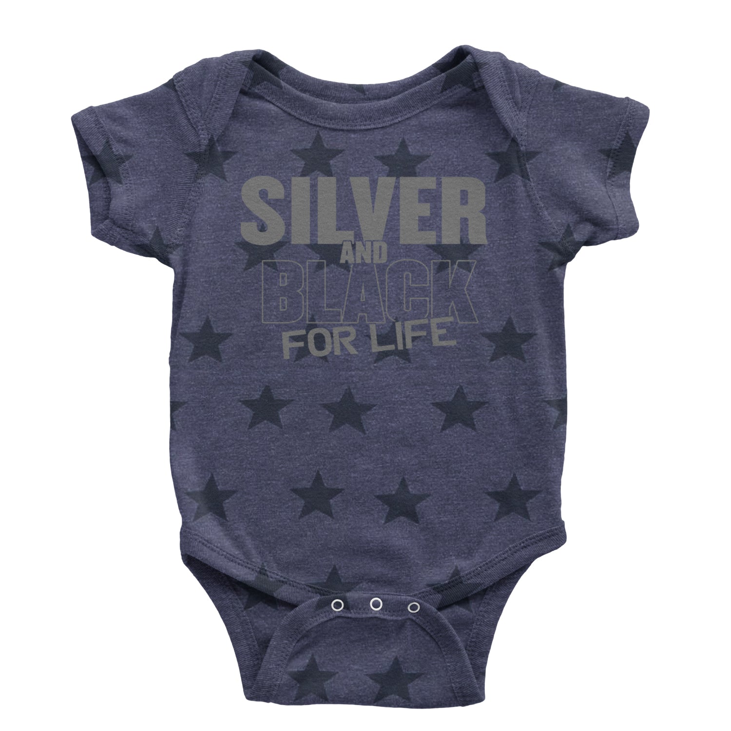 Silver And Black For Life Football Fan Infant One-Piece Romper Bodysuit and Toddler T-shirt Navy Blue STAR