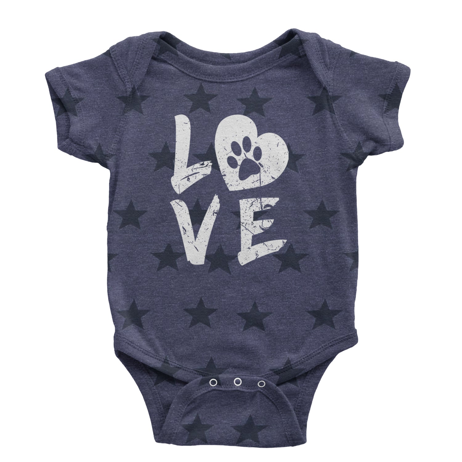 I Love My Dog Paw Print  Infant One-Piece Romper Bodysuit and Toddler T-shirt Navy Blue STAR